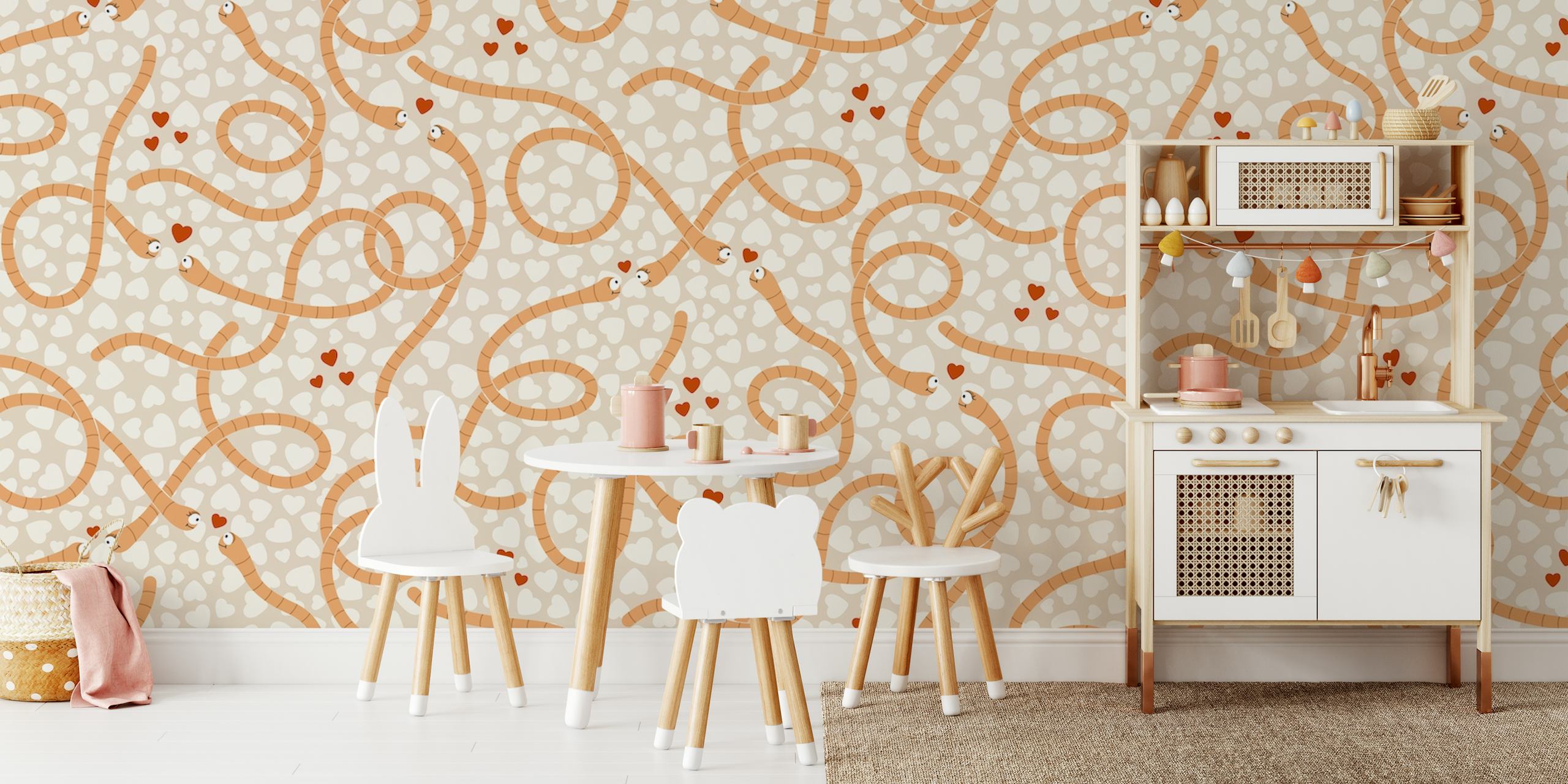 Worms in love papel de parede em um quarto