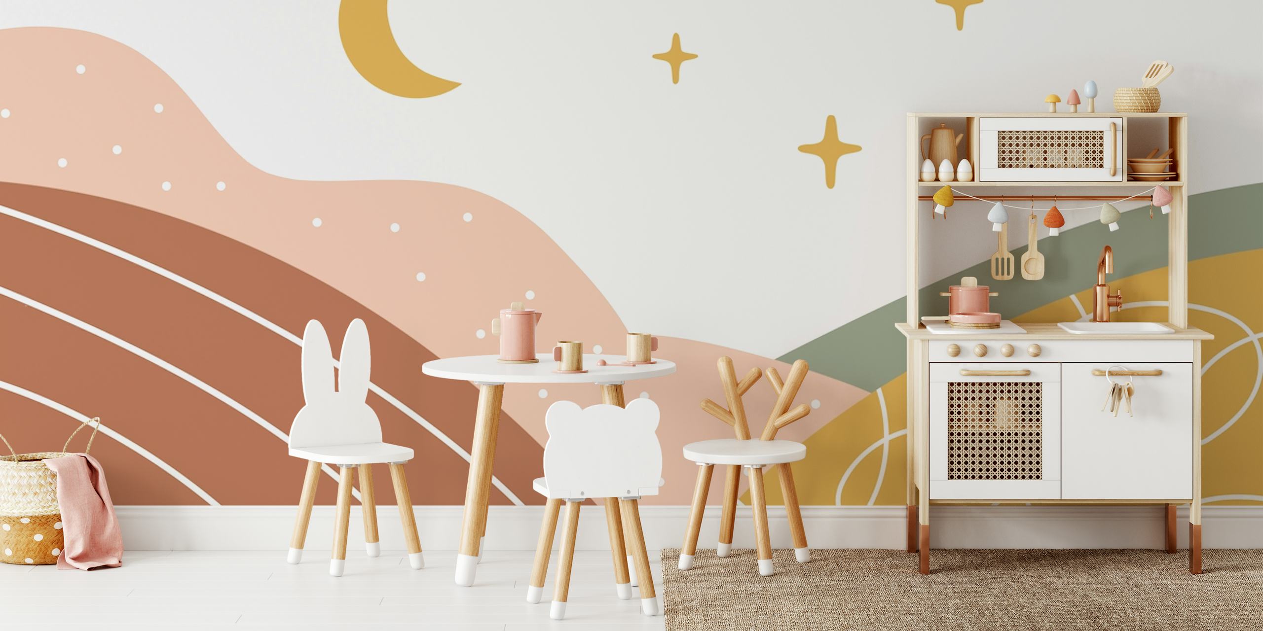 Magical Boho Abstract Landscape tapet i ett rum