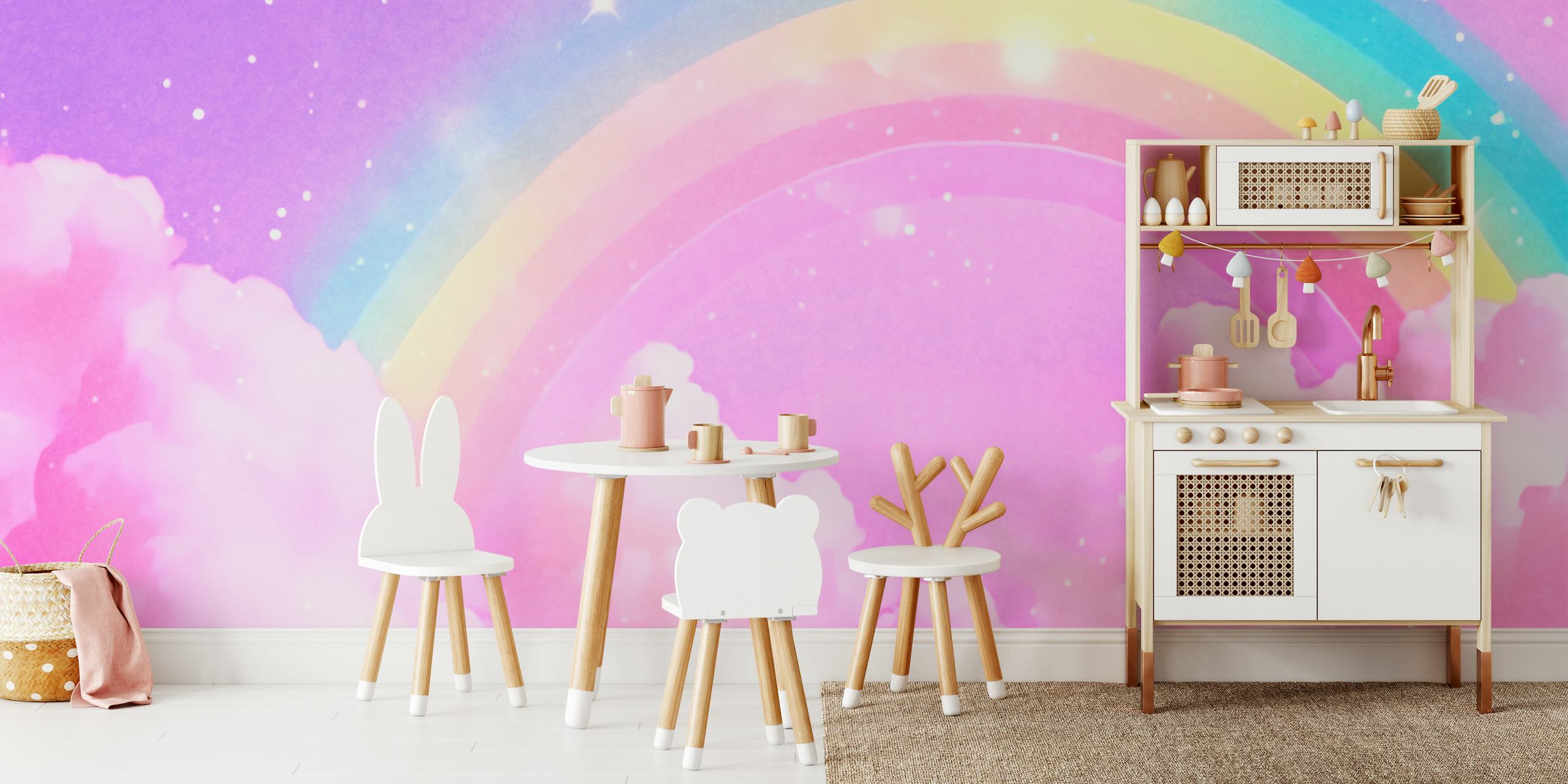 Pastel Rainbow Glow wallpaper in a room