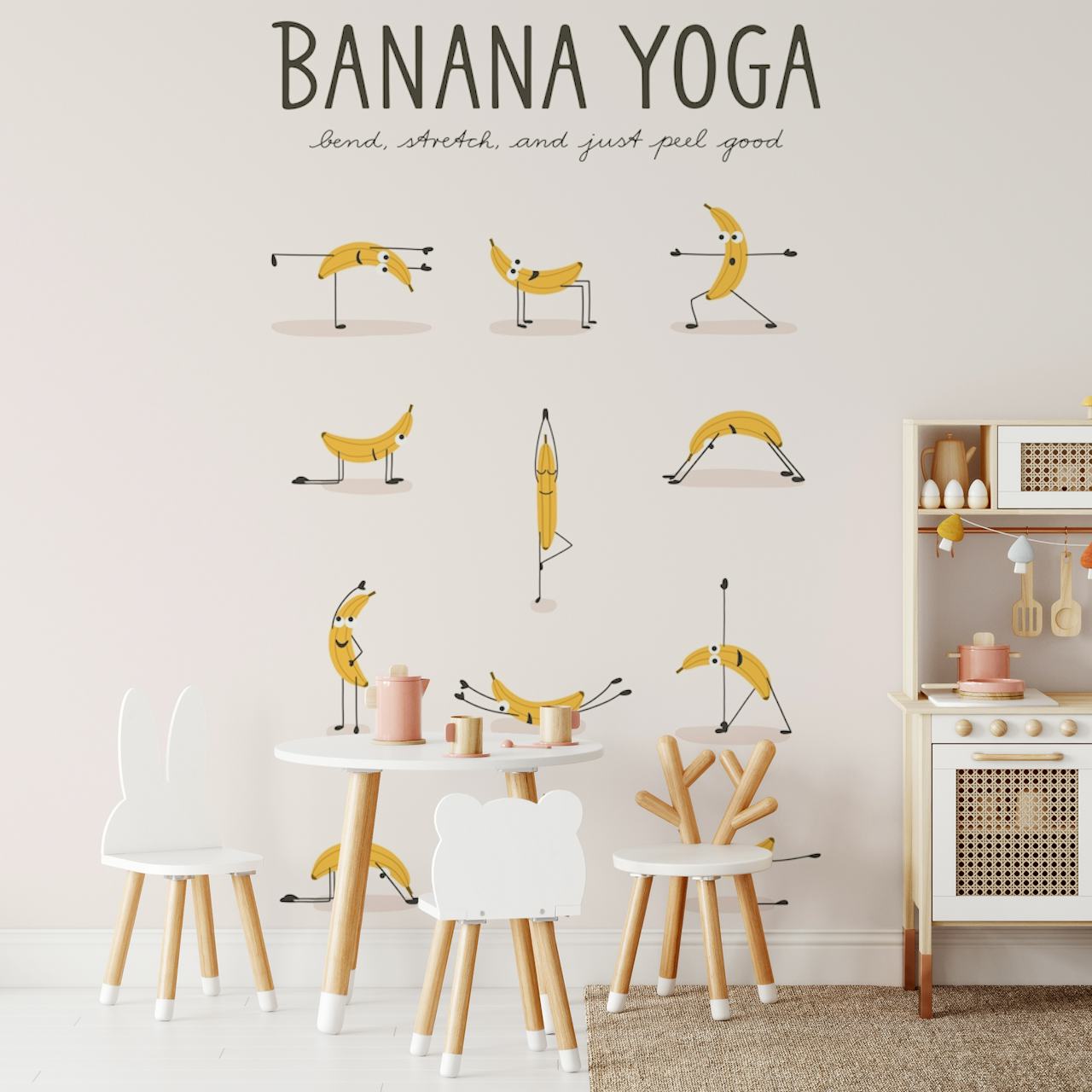 Banana Yoga Mural in een kamer