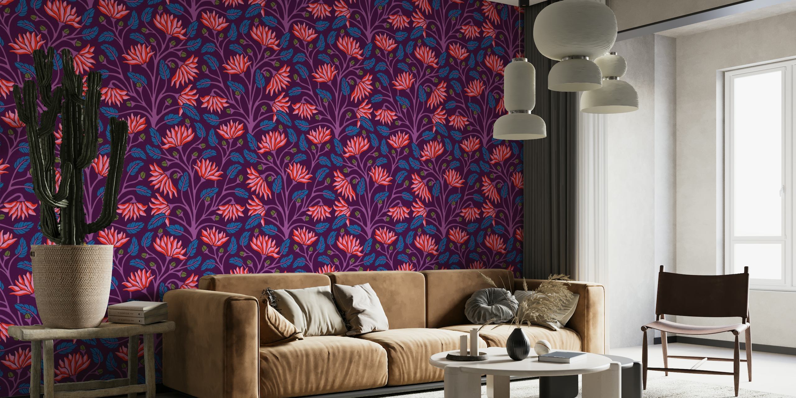 VICTORIANA Vintage Floral - Aubergine - Large wallpaper