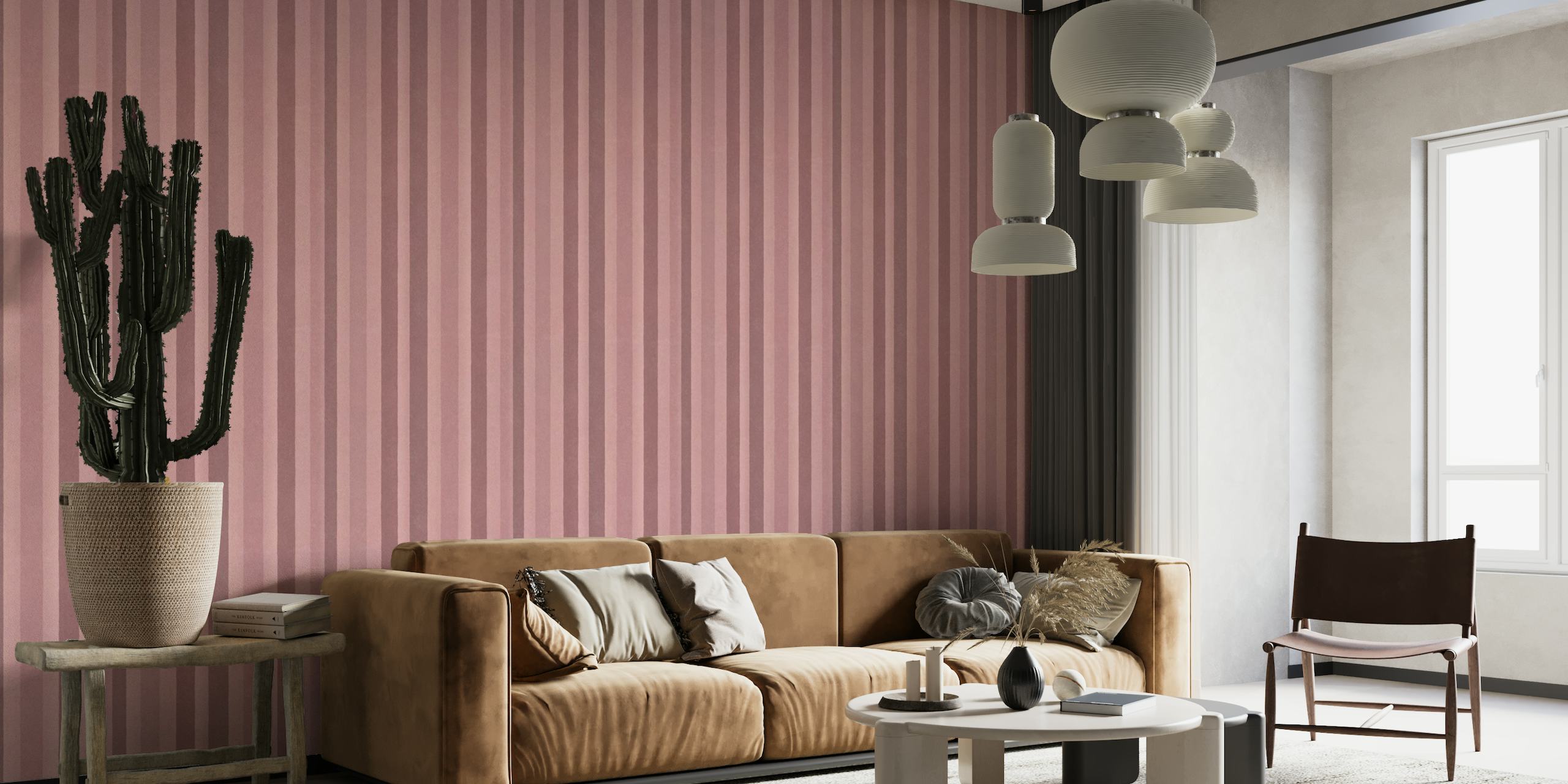 Whimsy Velvet Style Stripe Pattern Vertikal Dusty Pink papiers peint