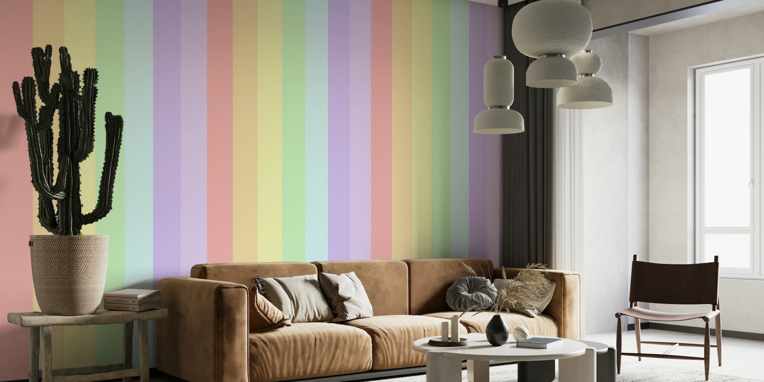 Pastel Rainbow Stripes Wallpaper 2 papel pintado