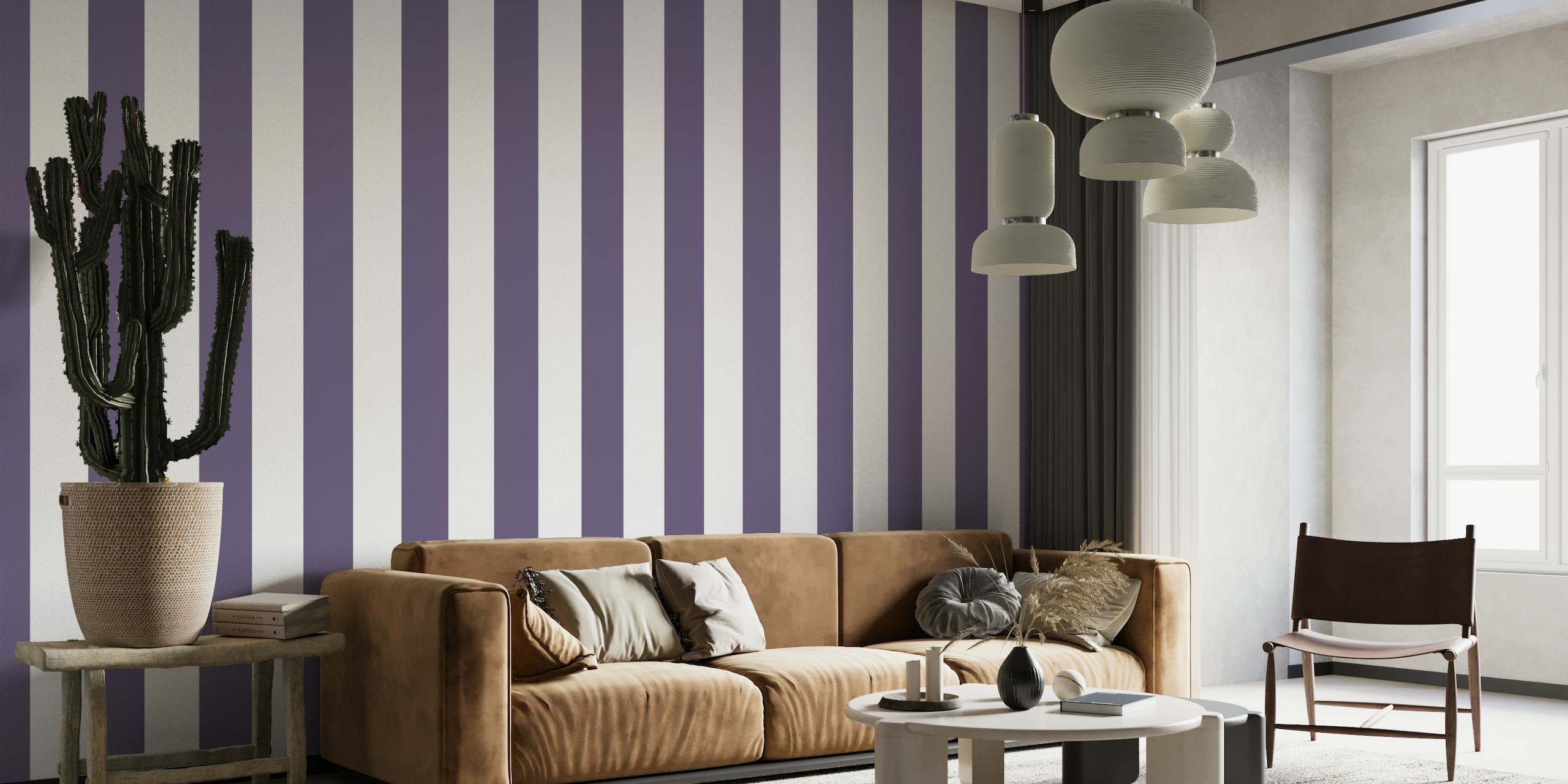 Dark Pastel Purple Stripes papel de parede