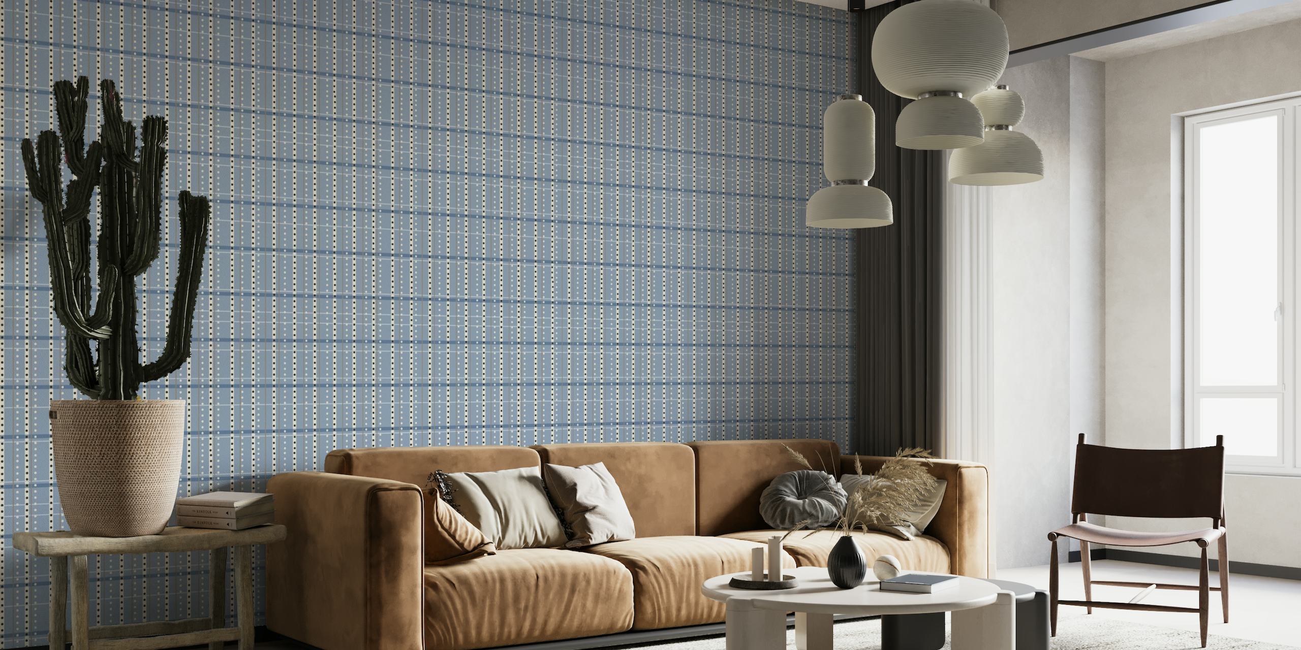 Indian Summer dotted stripes blue wallpaper