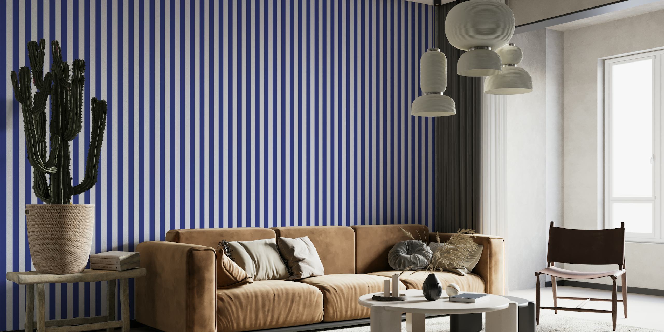Sodalite/Navy and Gray Stripes papel de parede