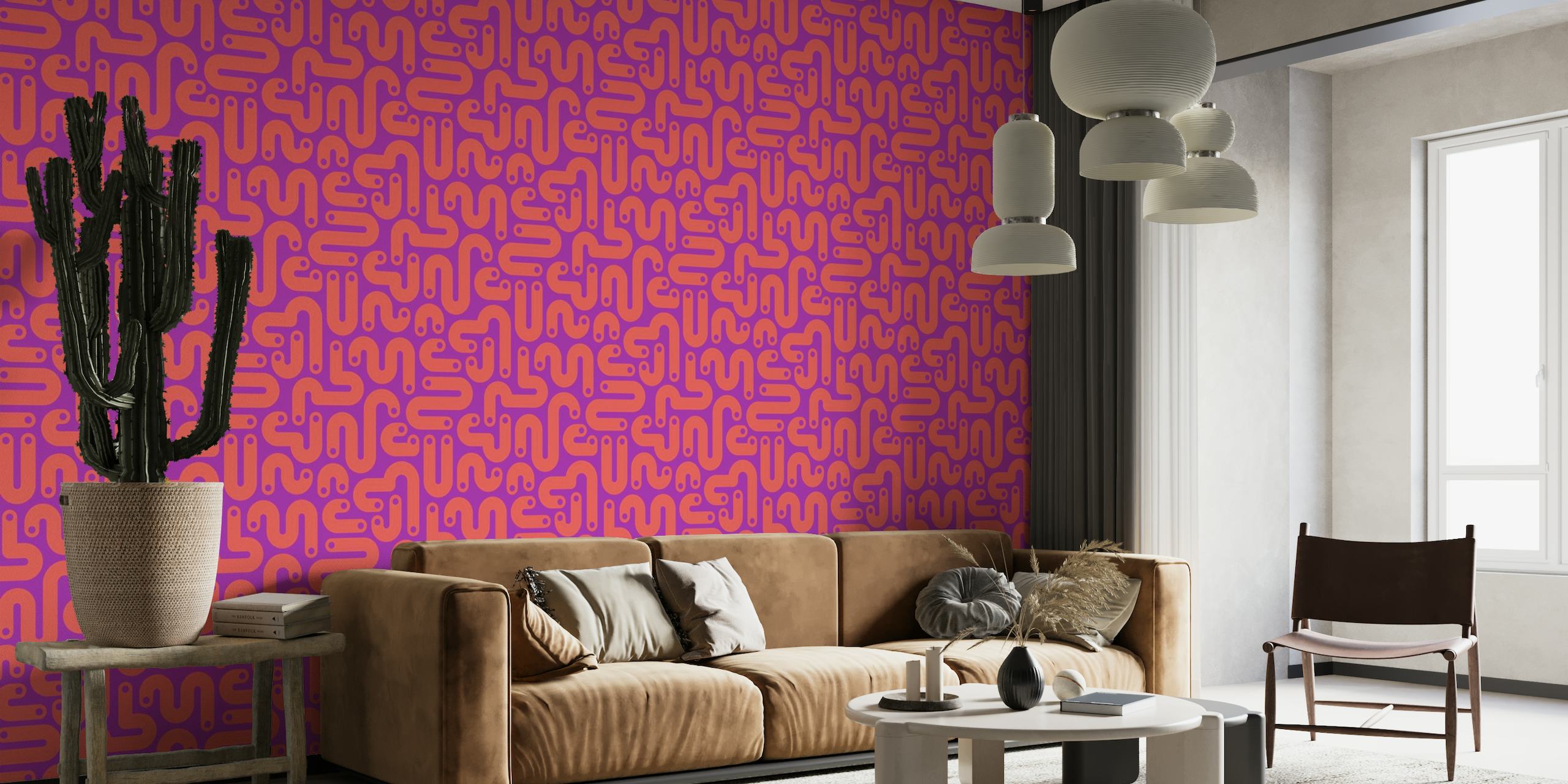 JELLY BEANS Curvy 80s Abstract - Coral Purple papel pintado