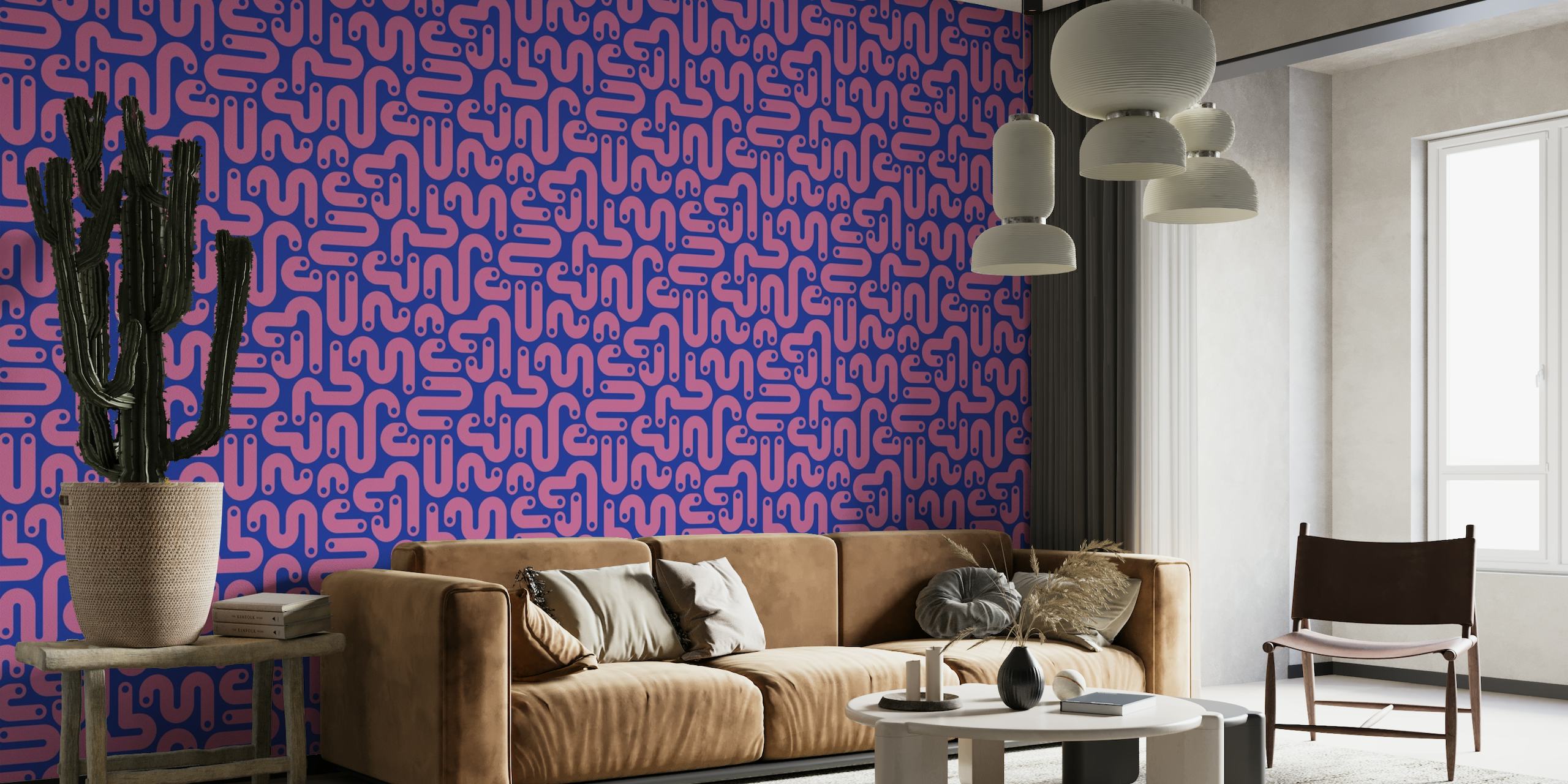 JELLY BEANS Curvy 80s Abstract - Mauve Blue wallpaper