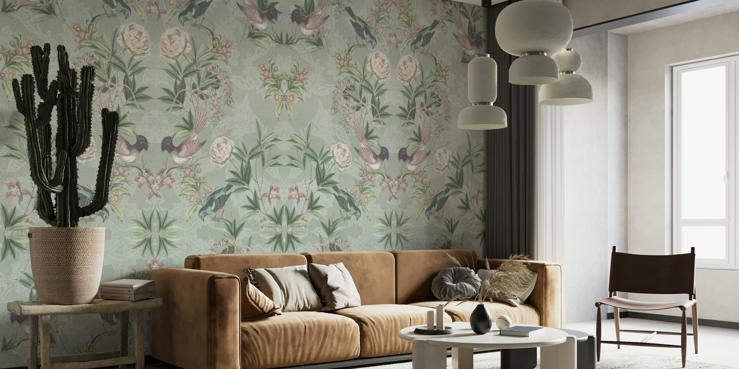 Heritage birds and floral damask tapetit