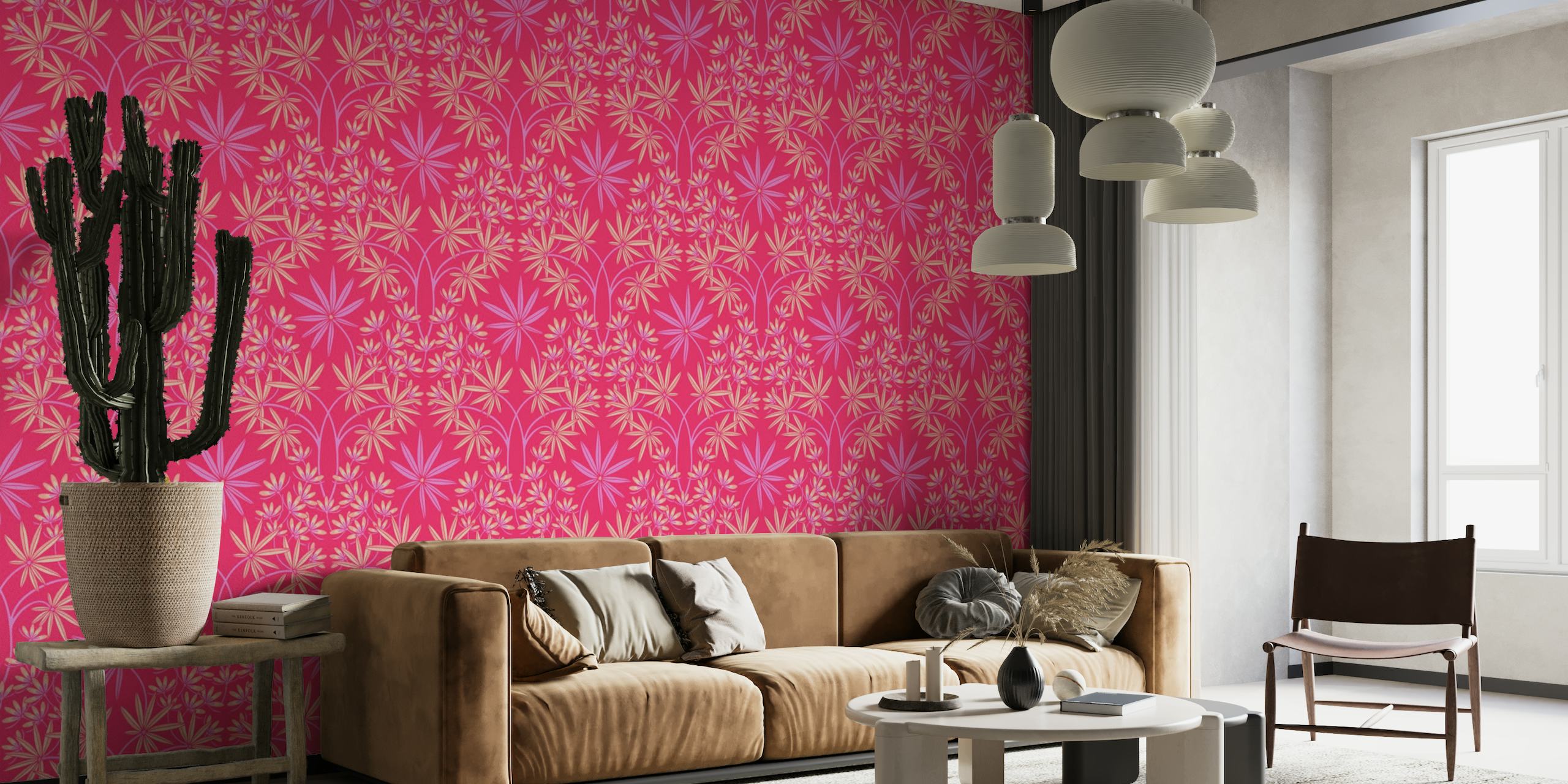 GLAMOUR Maximalist Floral Damask - Hot Pink papel de parede