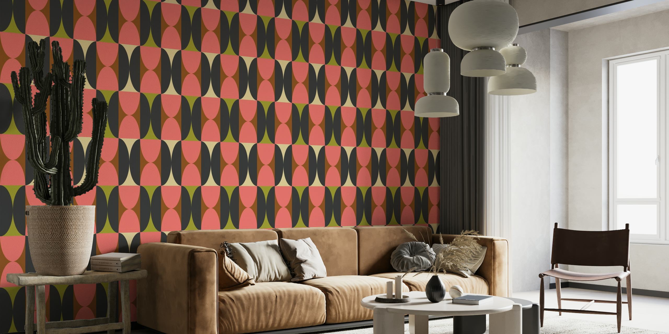 Mid Century Mod Geometric in Pink and Lime ταπετσαρία