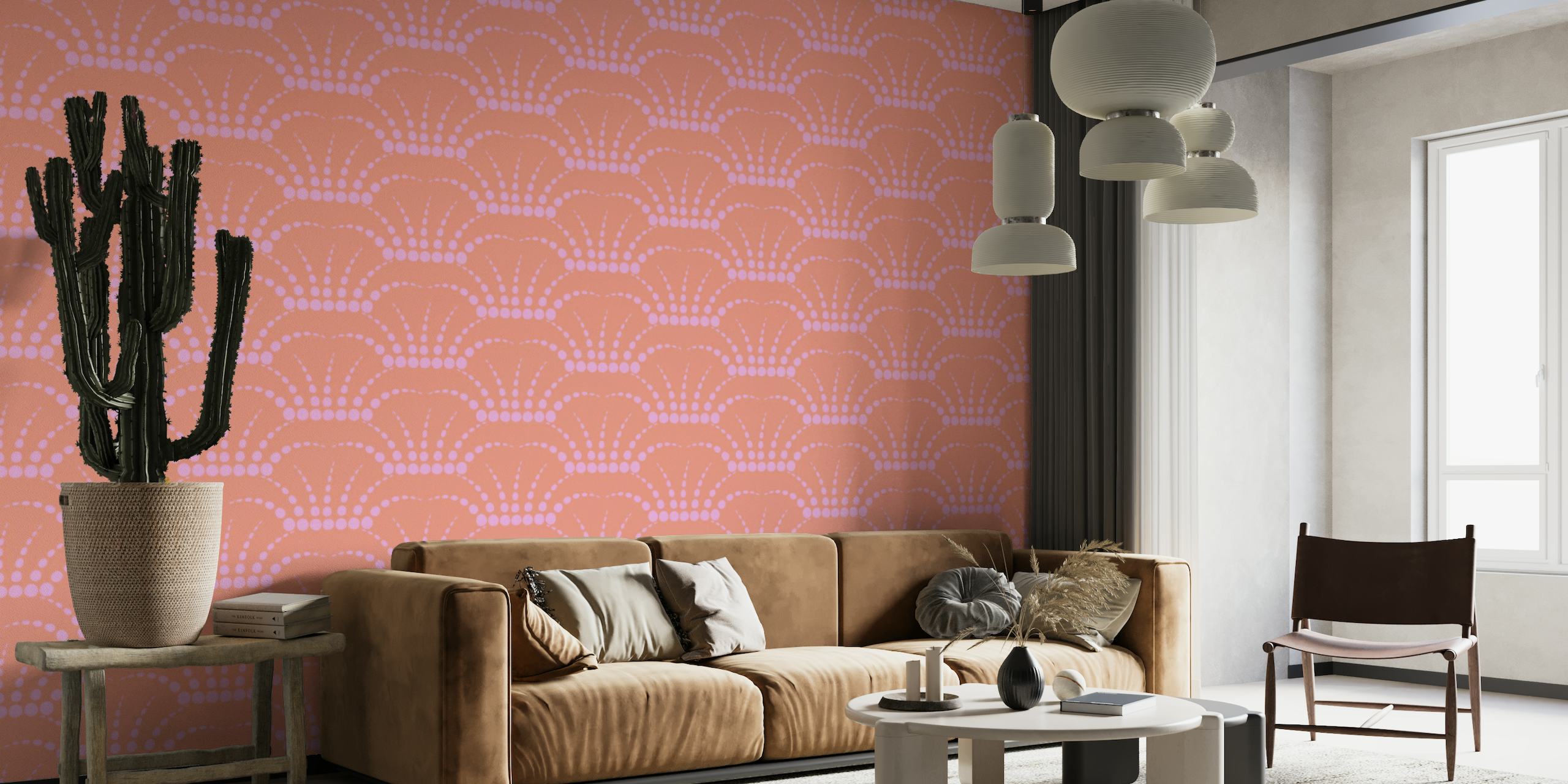 FONTANA Retro Abstract Fountain Dots - Blush wallpaper