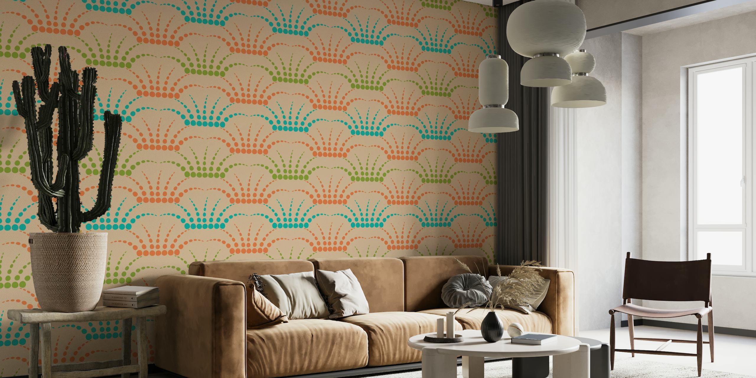 FONTANA Retro Abstract Fountain Dots - Beige wallpaper