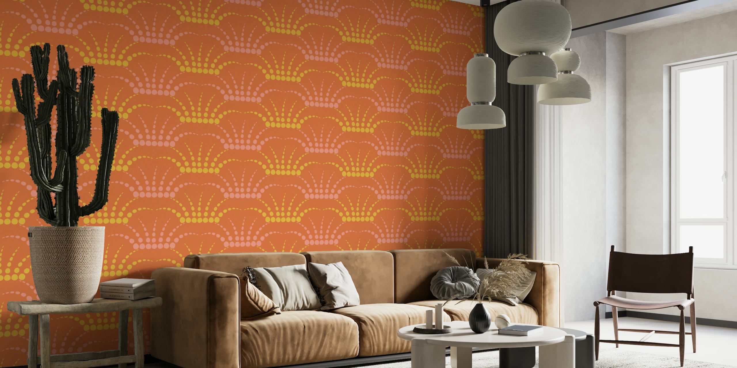 FONTANA Retro Abstract Fountain Dots - Orange wallpaper