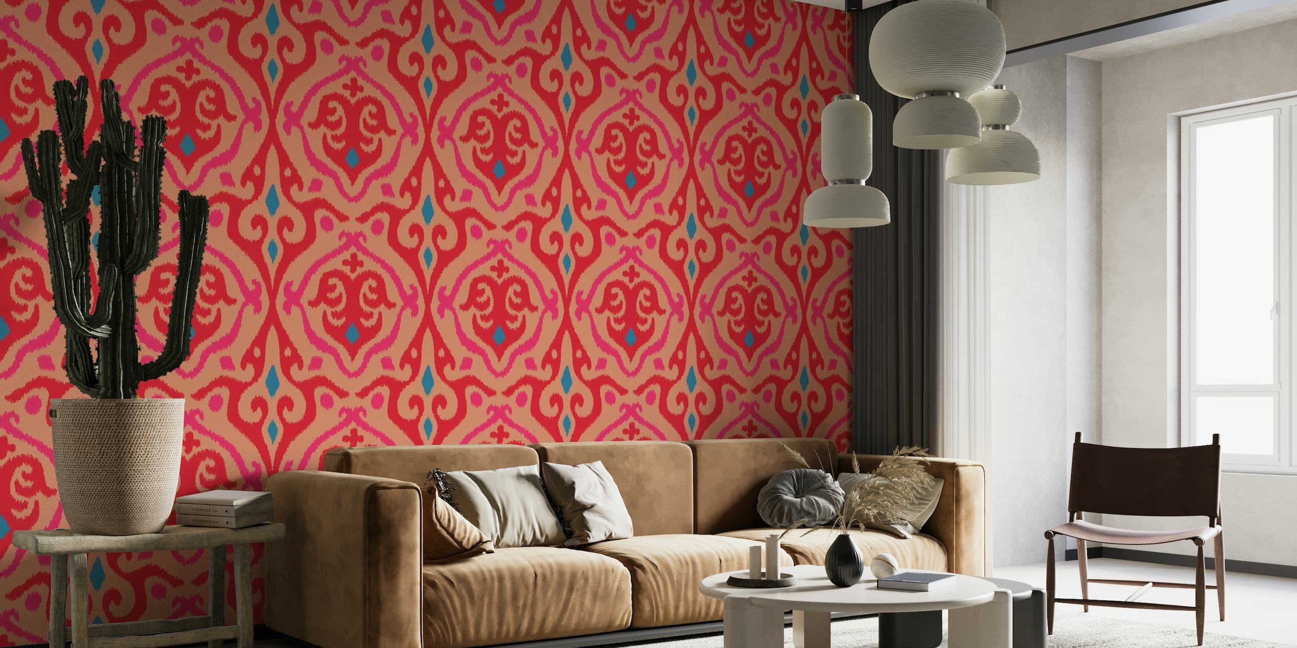 JAVA Boho Ikat Woven Texture Large Red Sand wallpaper