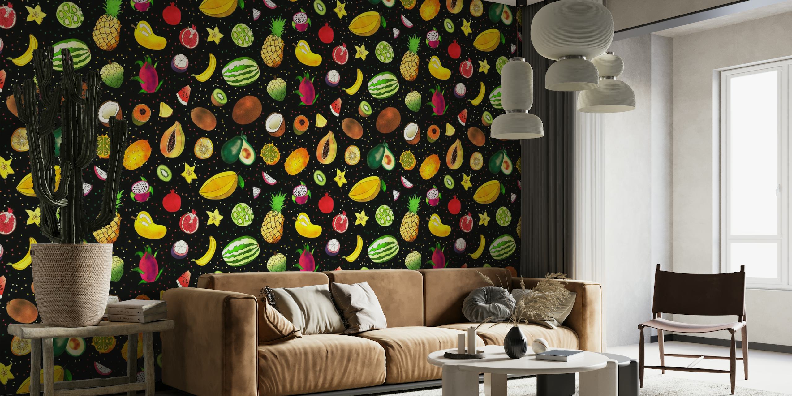 Tropical Fruits Dark wallpaper