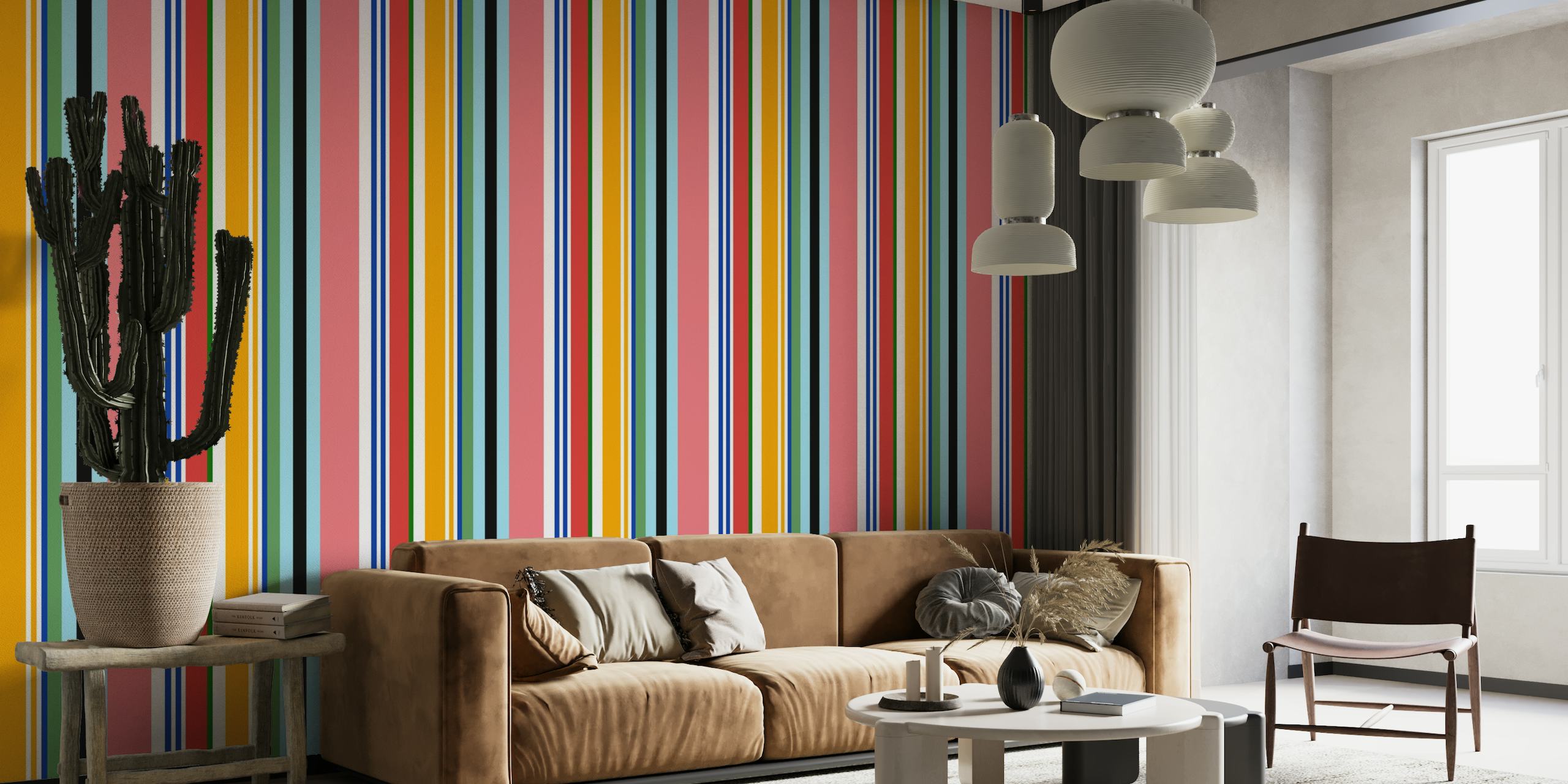 Nautical french bayadère (colorful stripes) wallpaper