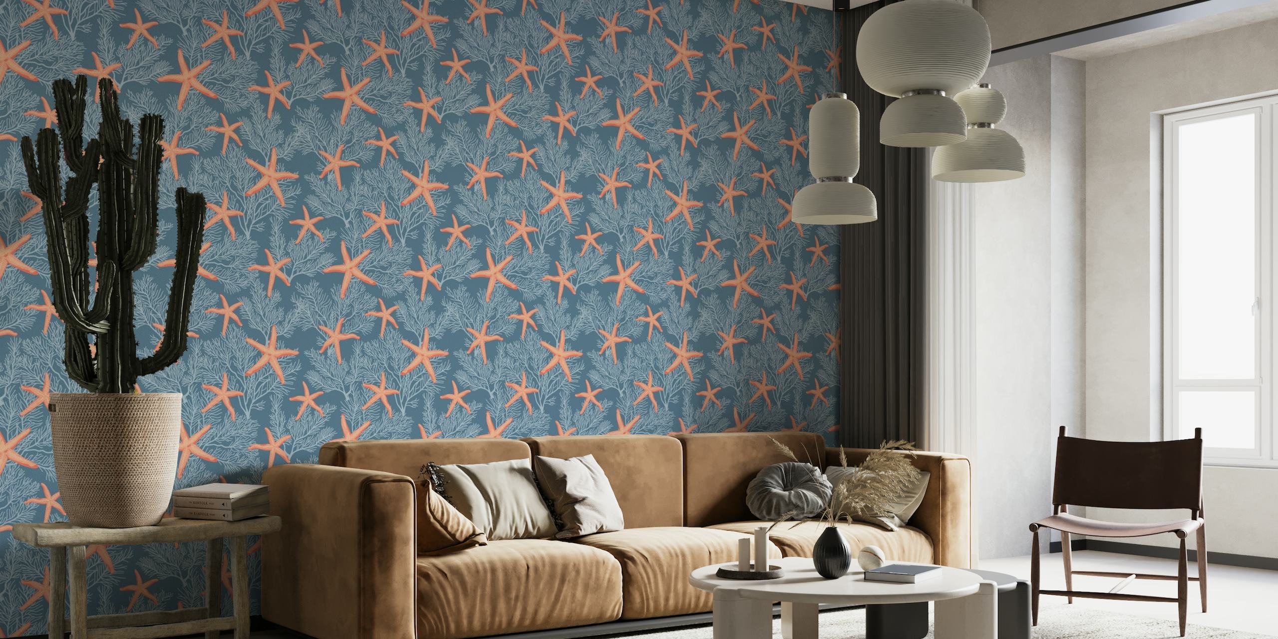 Starfishes on admiral blue papel de parede