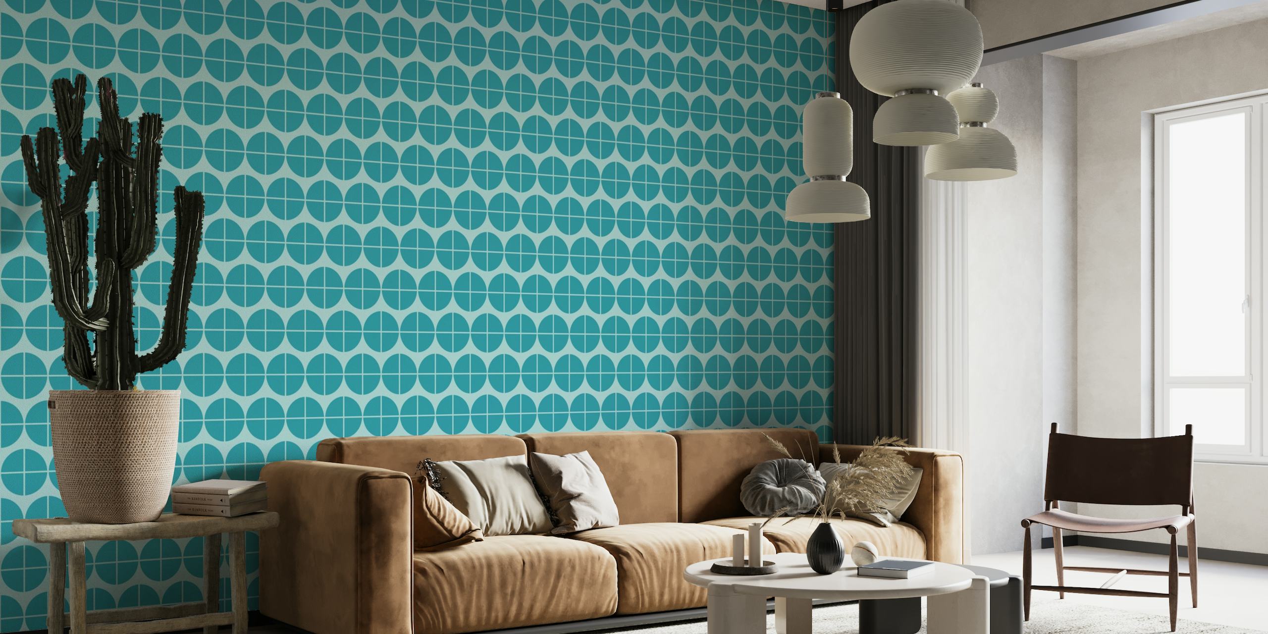 Modern Simple Pop Big Dots - Turquoise Blue wallpaper