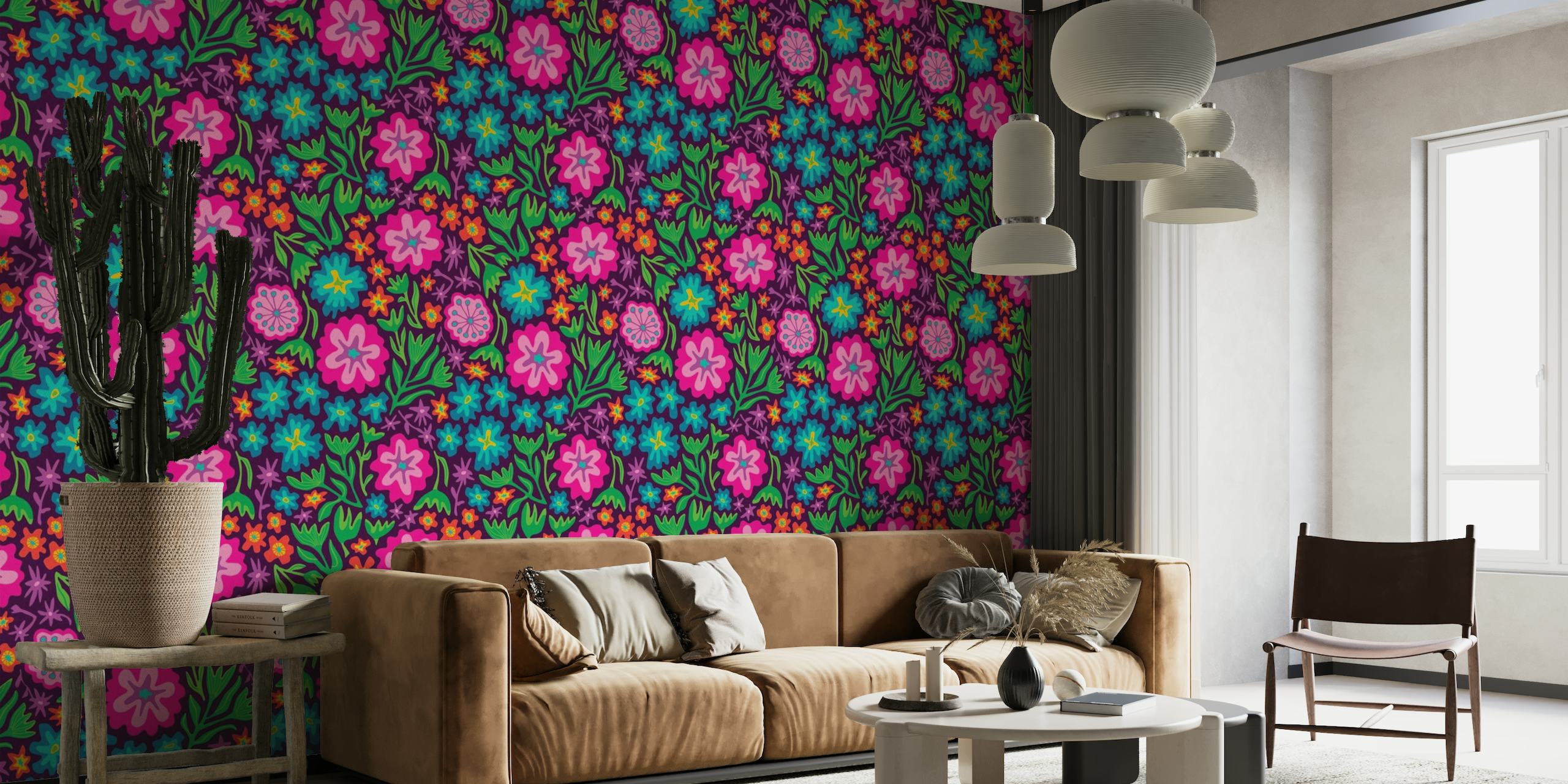 SAYULITA Colorful Tropical Floral Deep Large wallpaper