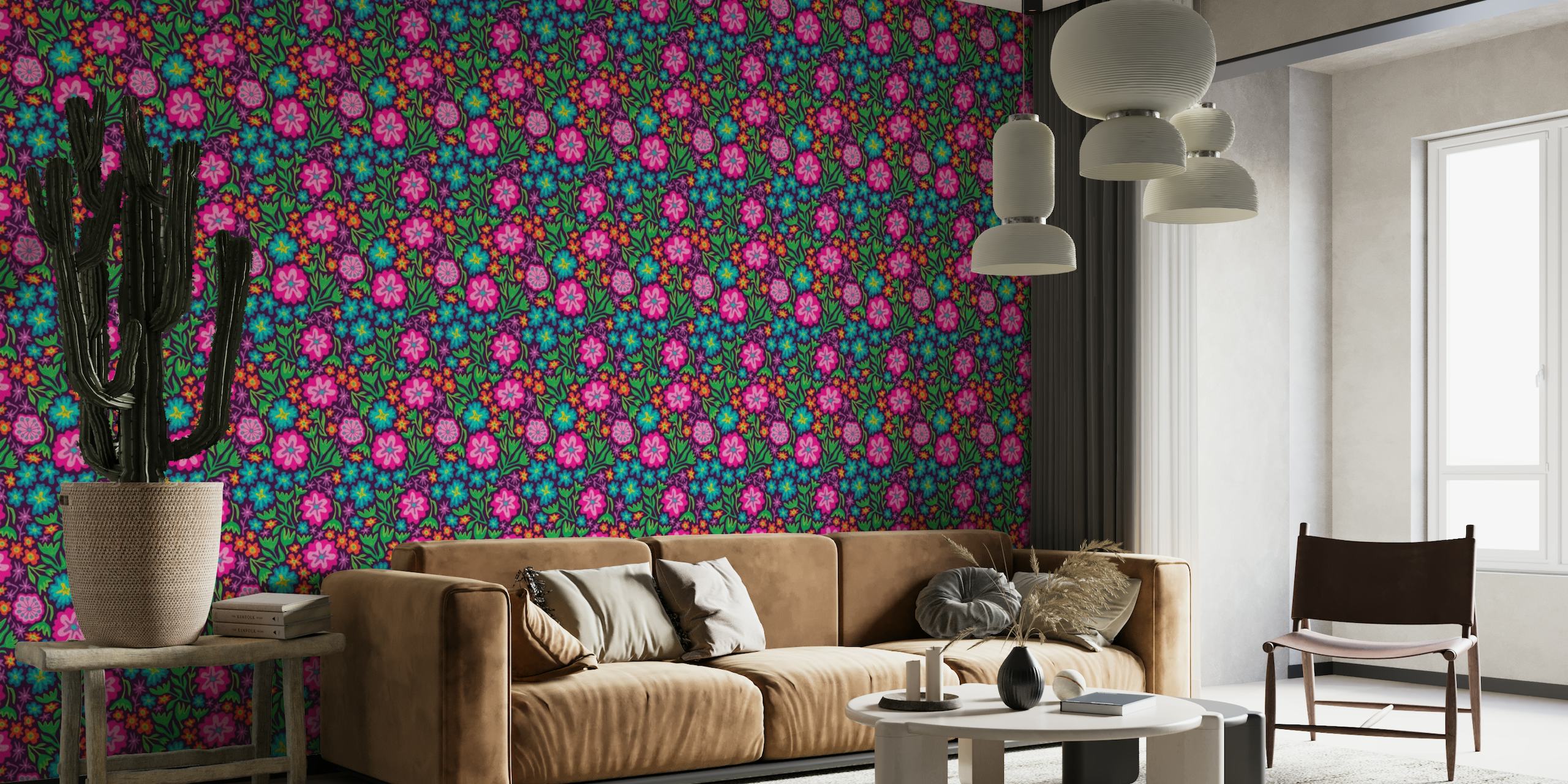 SAYULITA Colorful Tropical Floral Deep Small wallpaper
