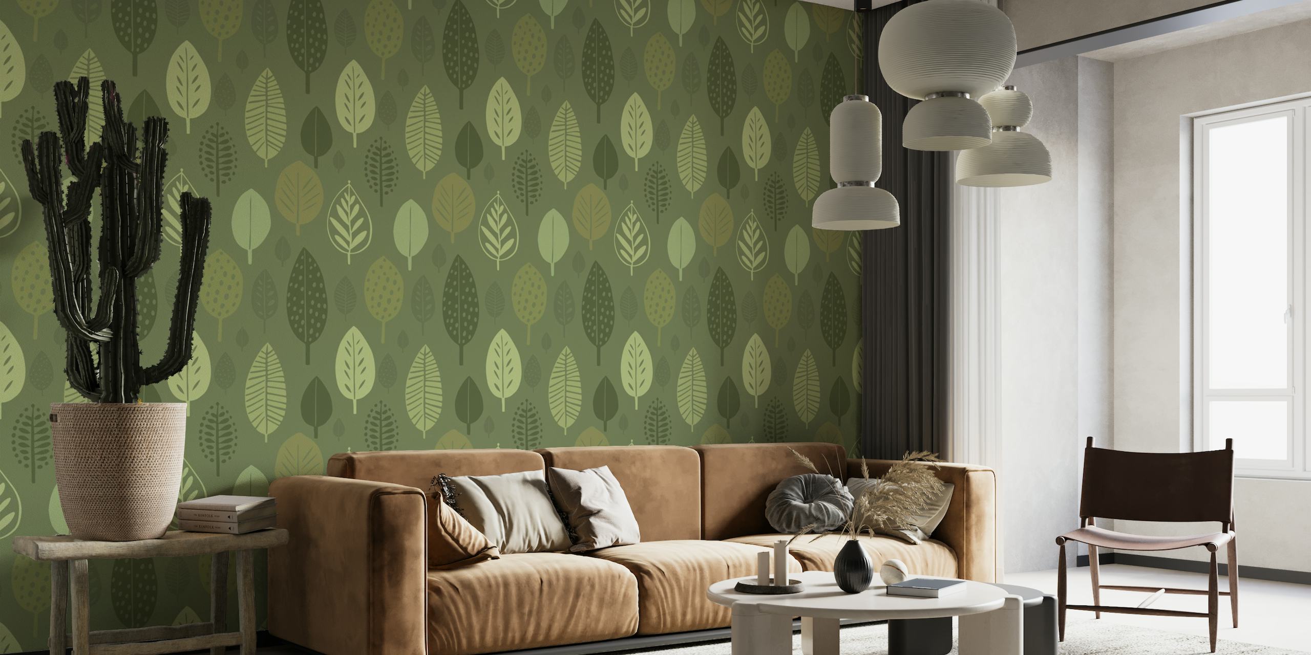 Autumn Simplicity Leaf Shape Pattern Green wallpaper