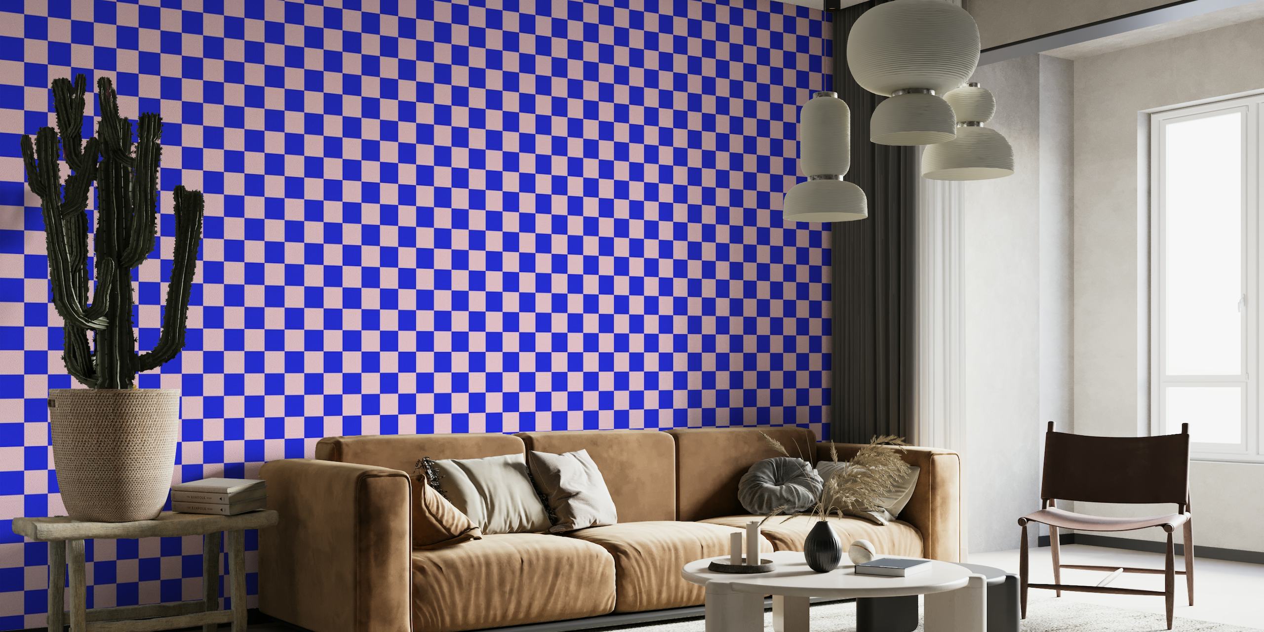Pink and Blue Checker wallpaper