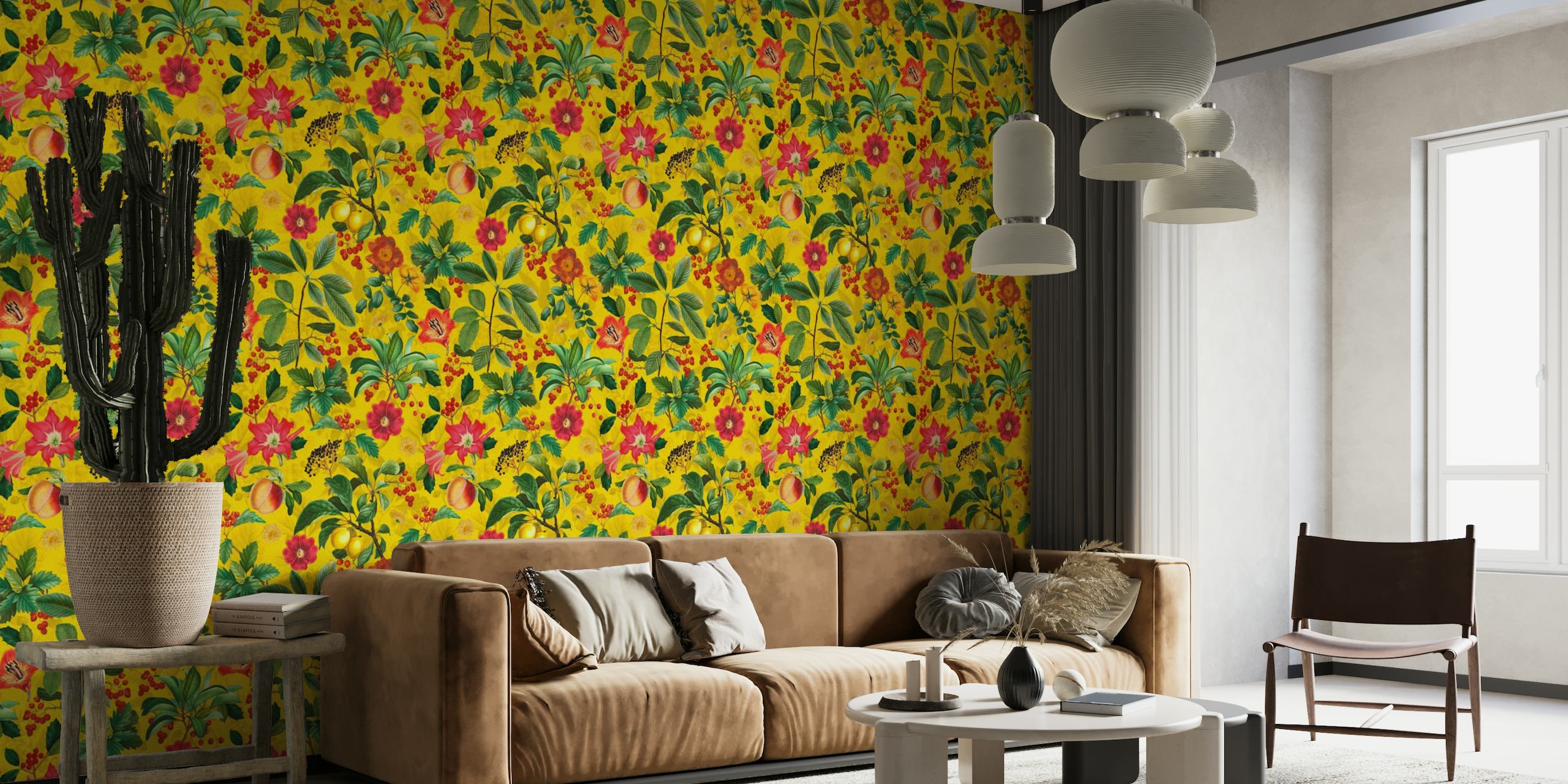 Autumn Floral Leaf And Flowers Yellow wallpaper