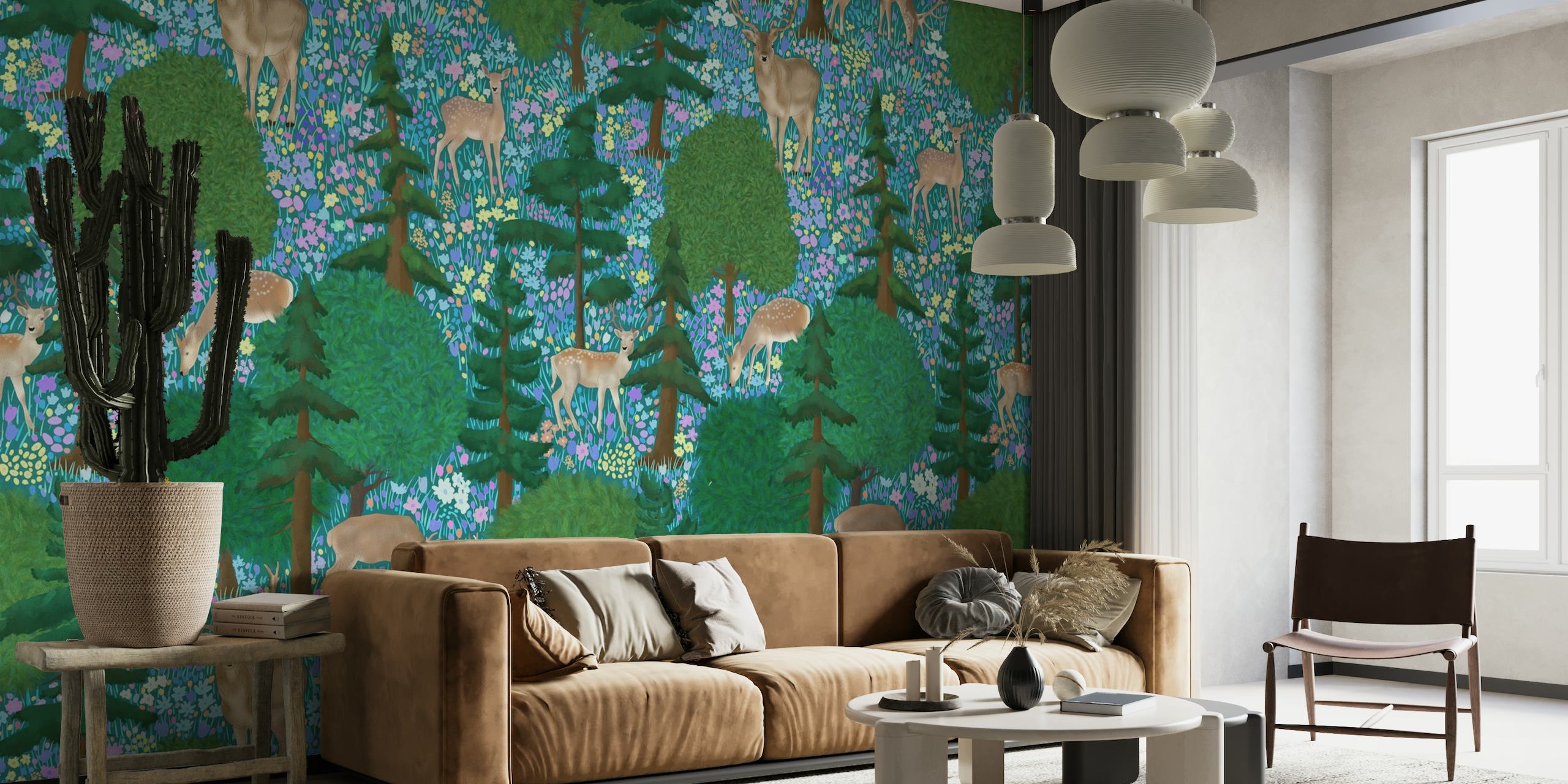 Deer in a Magical Meadow wallpaper