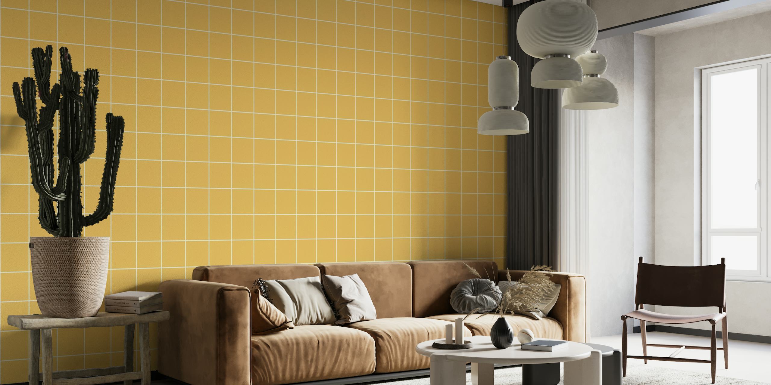 Grid pattern_yellow behang