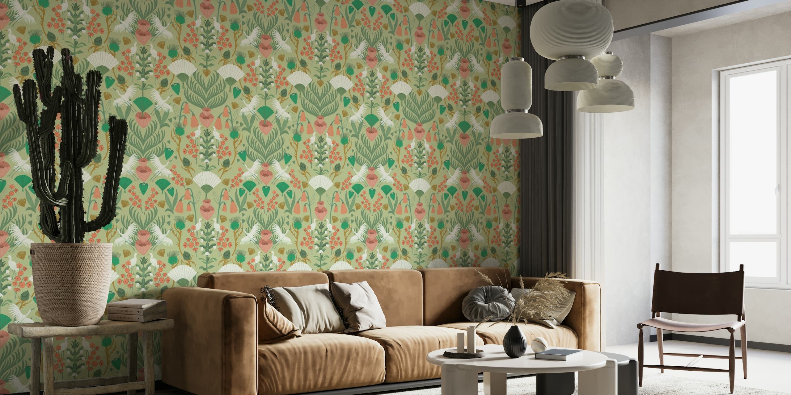 Floral Flight - Green wallpaper