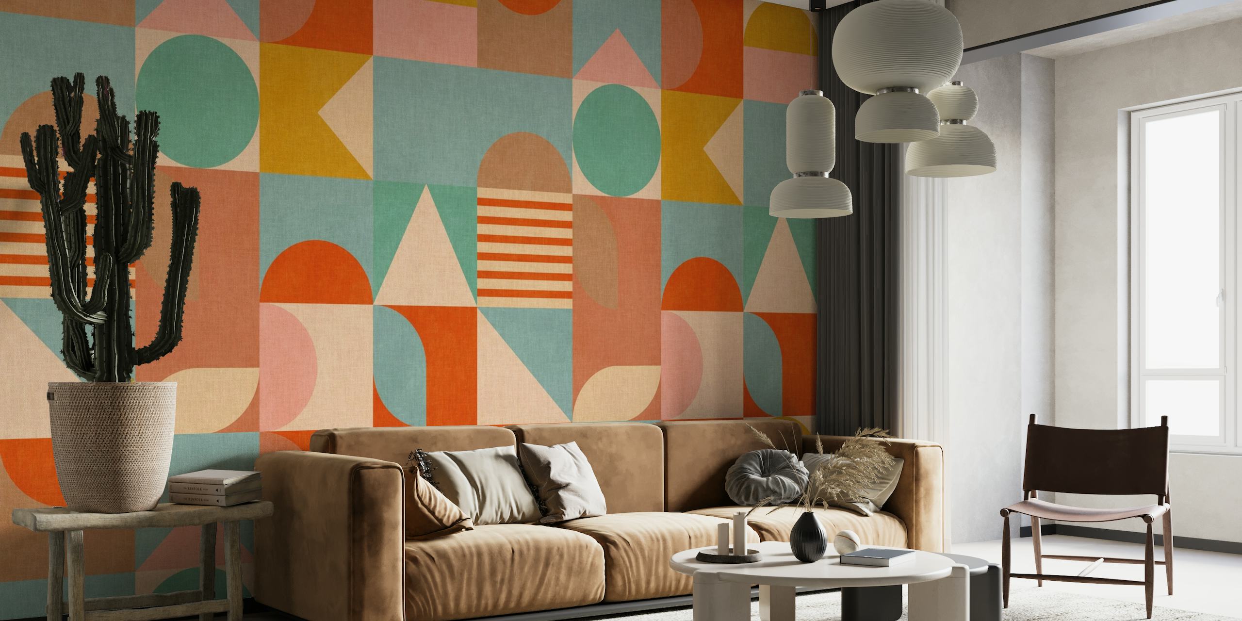 Geometric mid century modern boho wallpaper