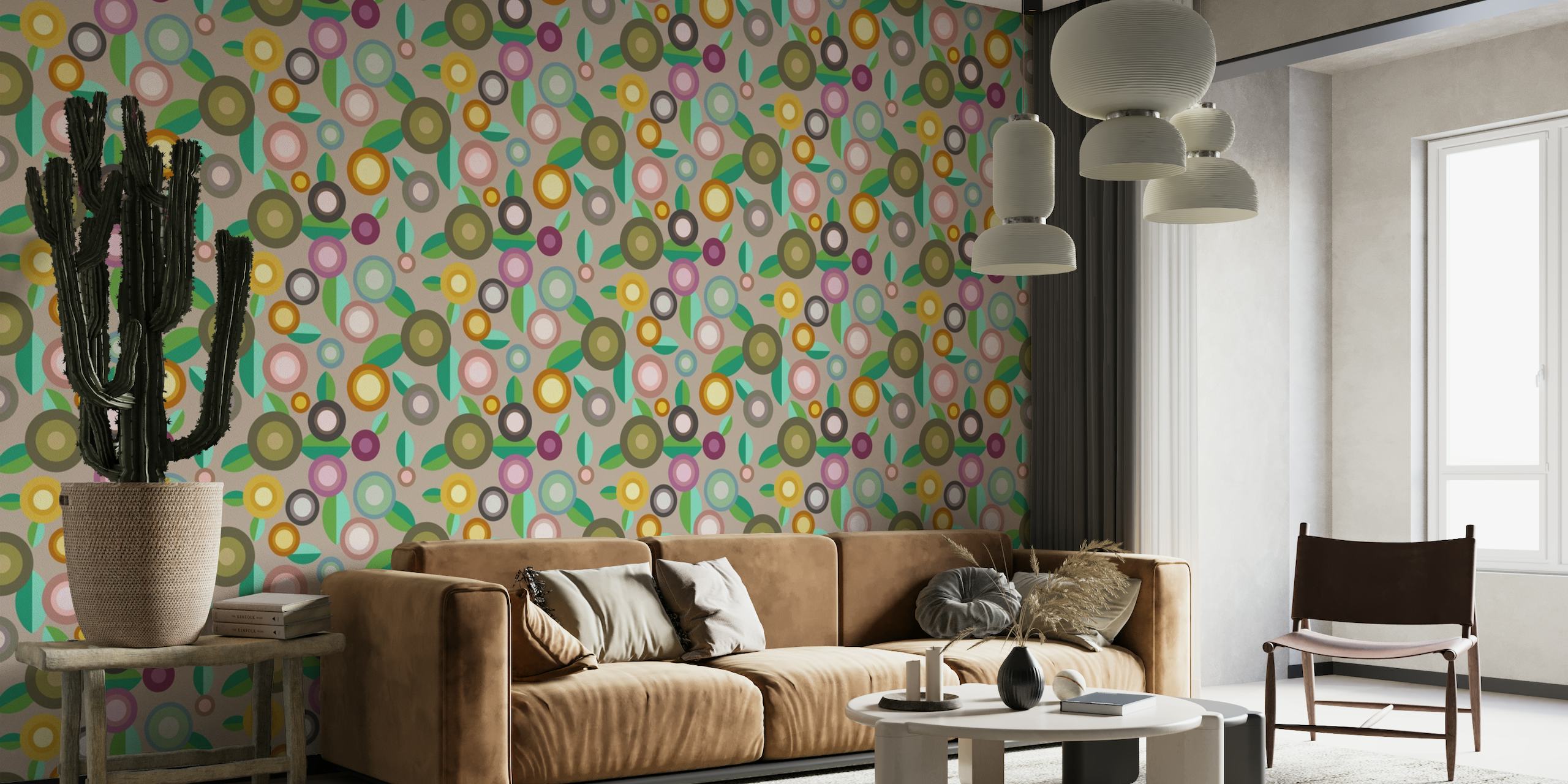 Floral spots neutral colors wallpaper
