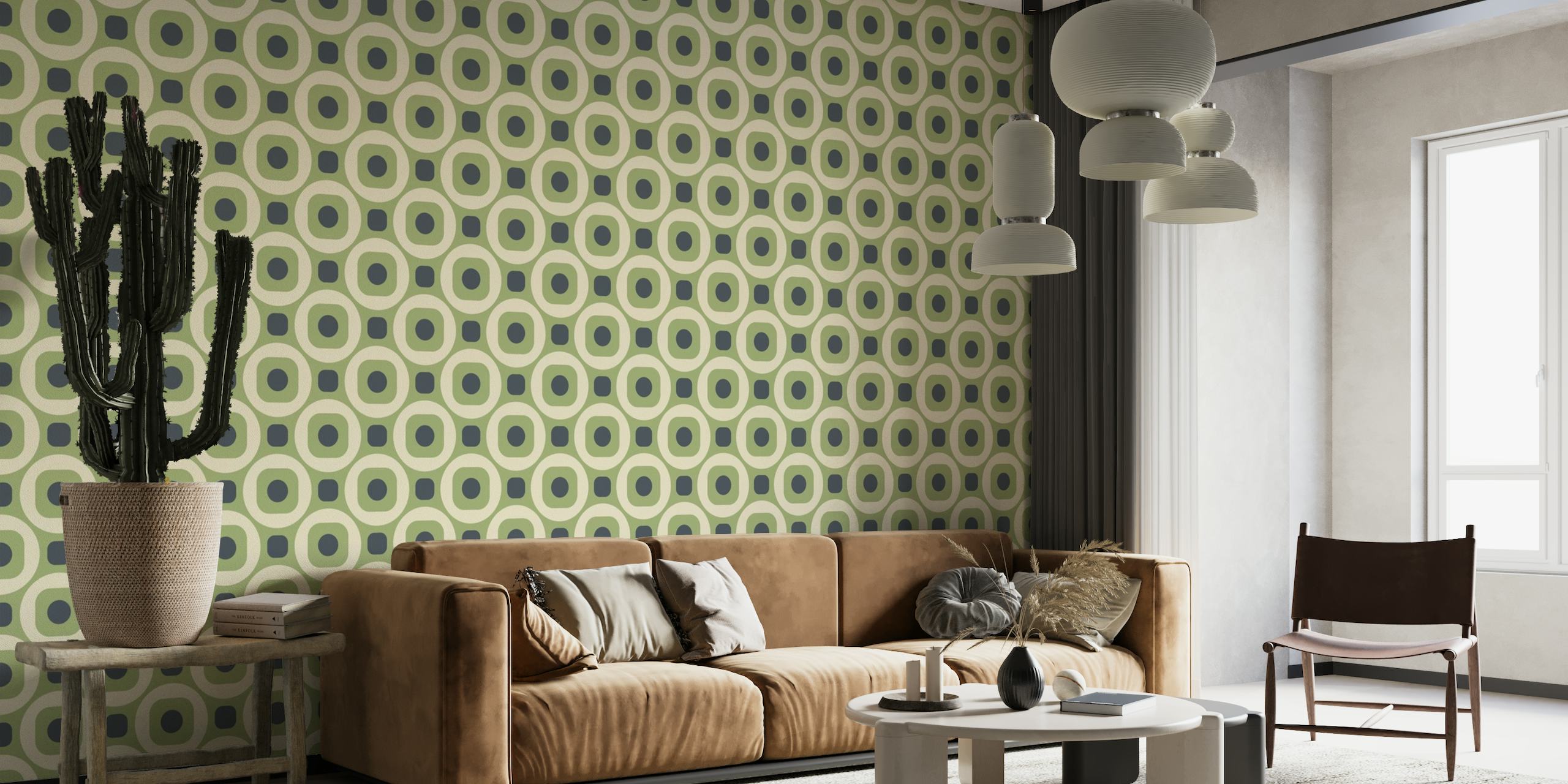 2522 K - sage green abstract retro pattern wallpaper