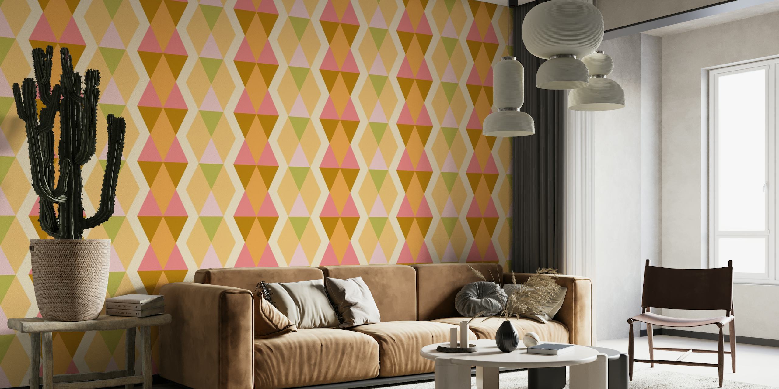 Abstract Palm Beach Vibes wall mural with tropical color scheme