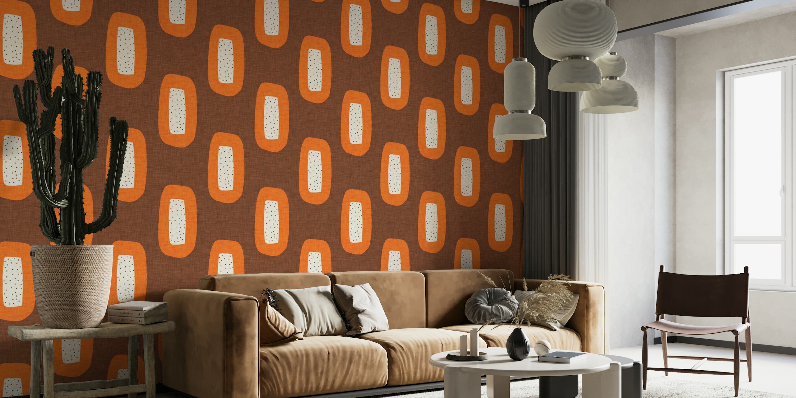 Mid Century Oval Brown-Orange wallpaper