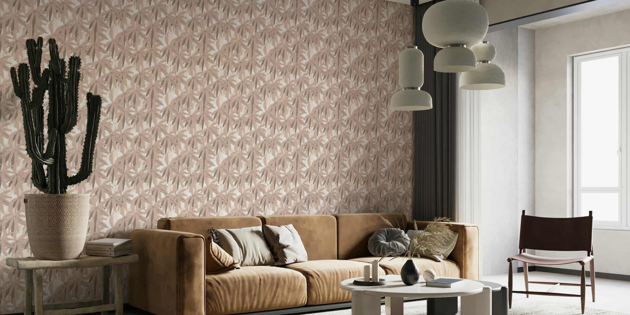 Neutral brown flowers pattern wallpaper