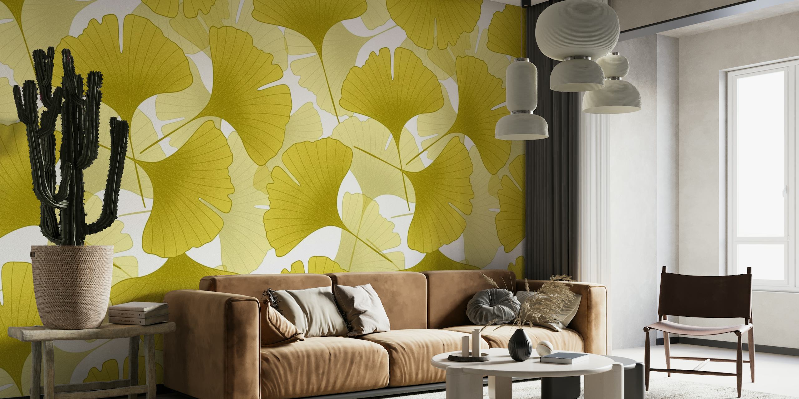 Ginkgo Biloba leaves seamless pattern 5 wallpaper