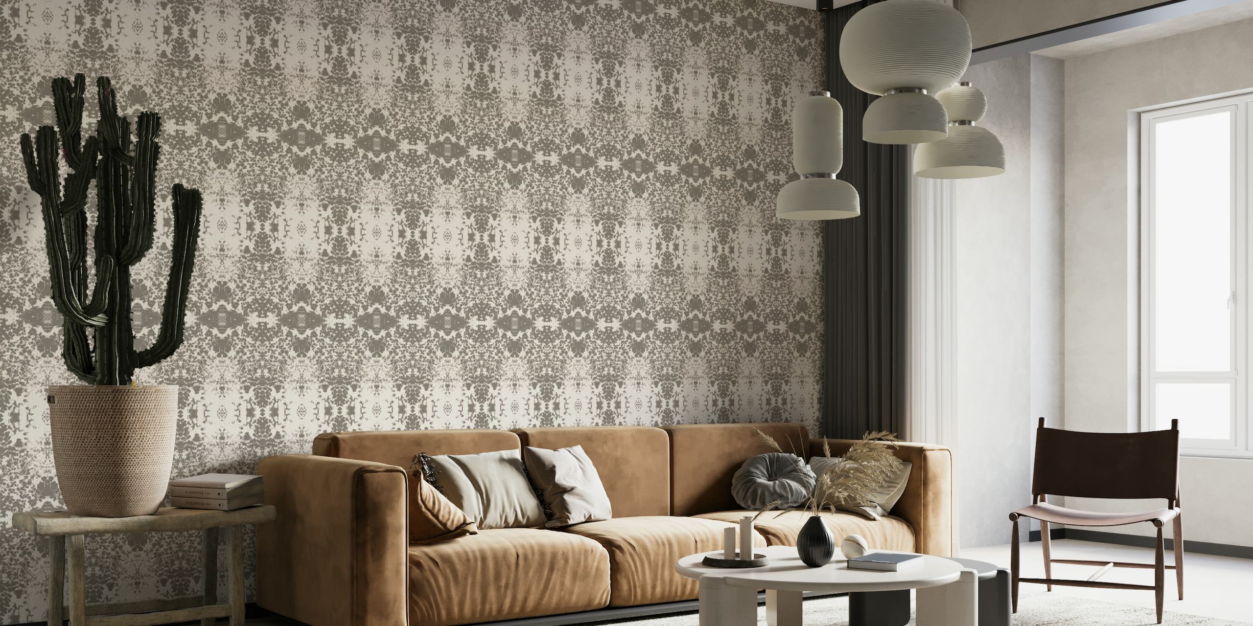 Abstract nature inspired Damask Touch – brown wallpaper
