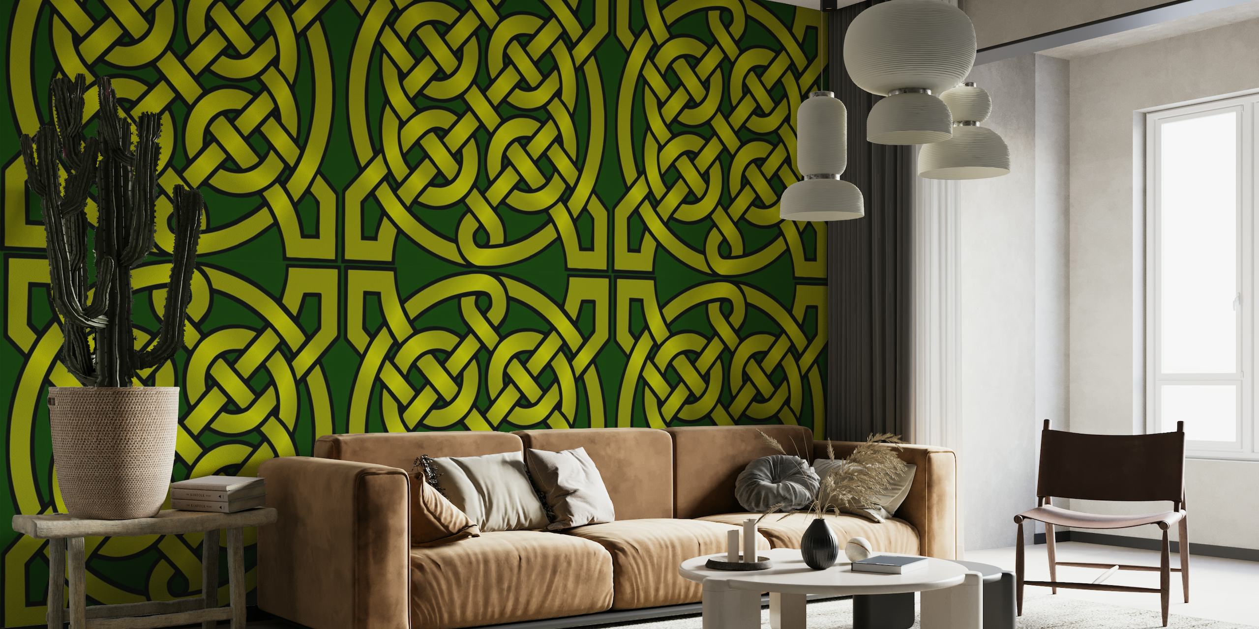 Gold and Green Celtic Knot Pattern 2 wallpaper