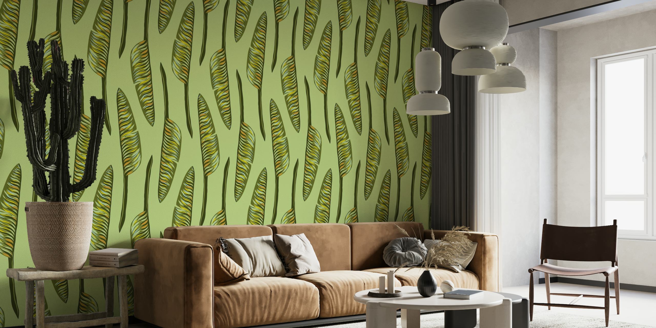 Banana Leaf bright green wallpaper