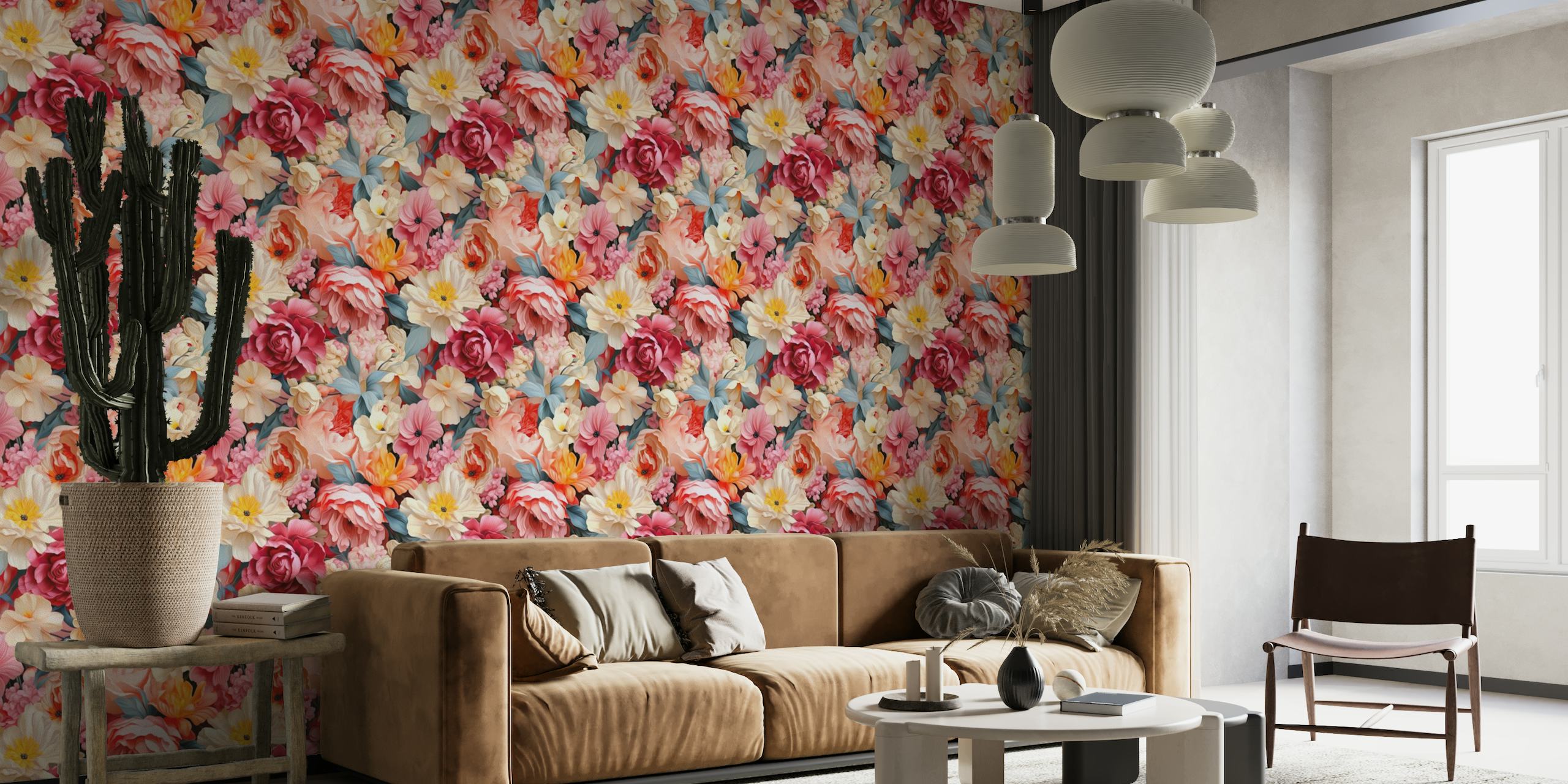 Pastel Bloom Peony Tapestry wallpaper
