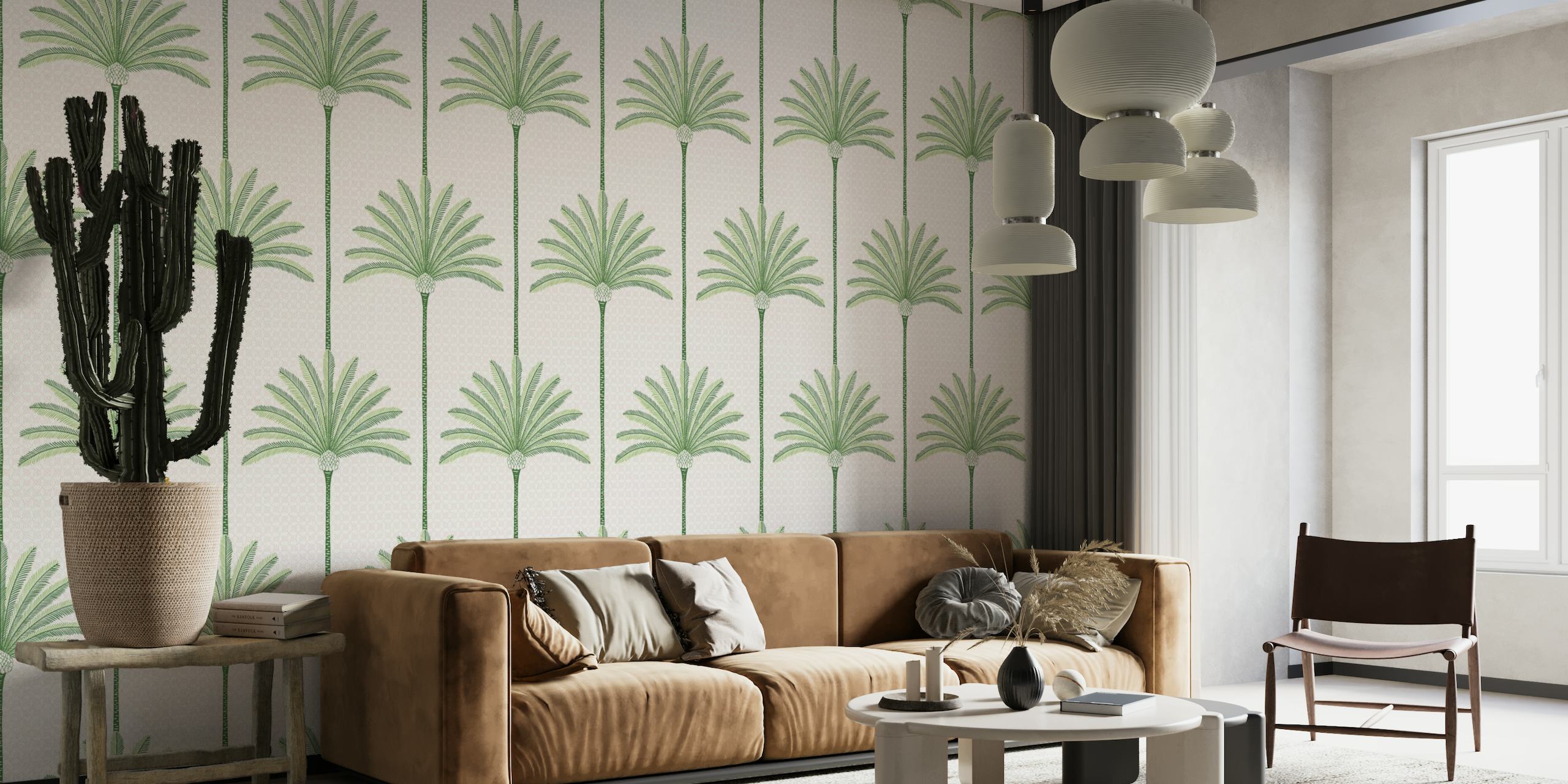 Palm Stripes - Green papel de parede