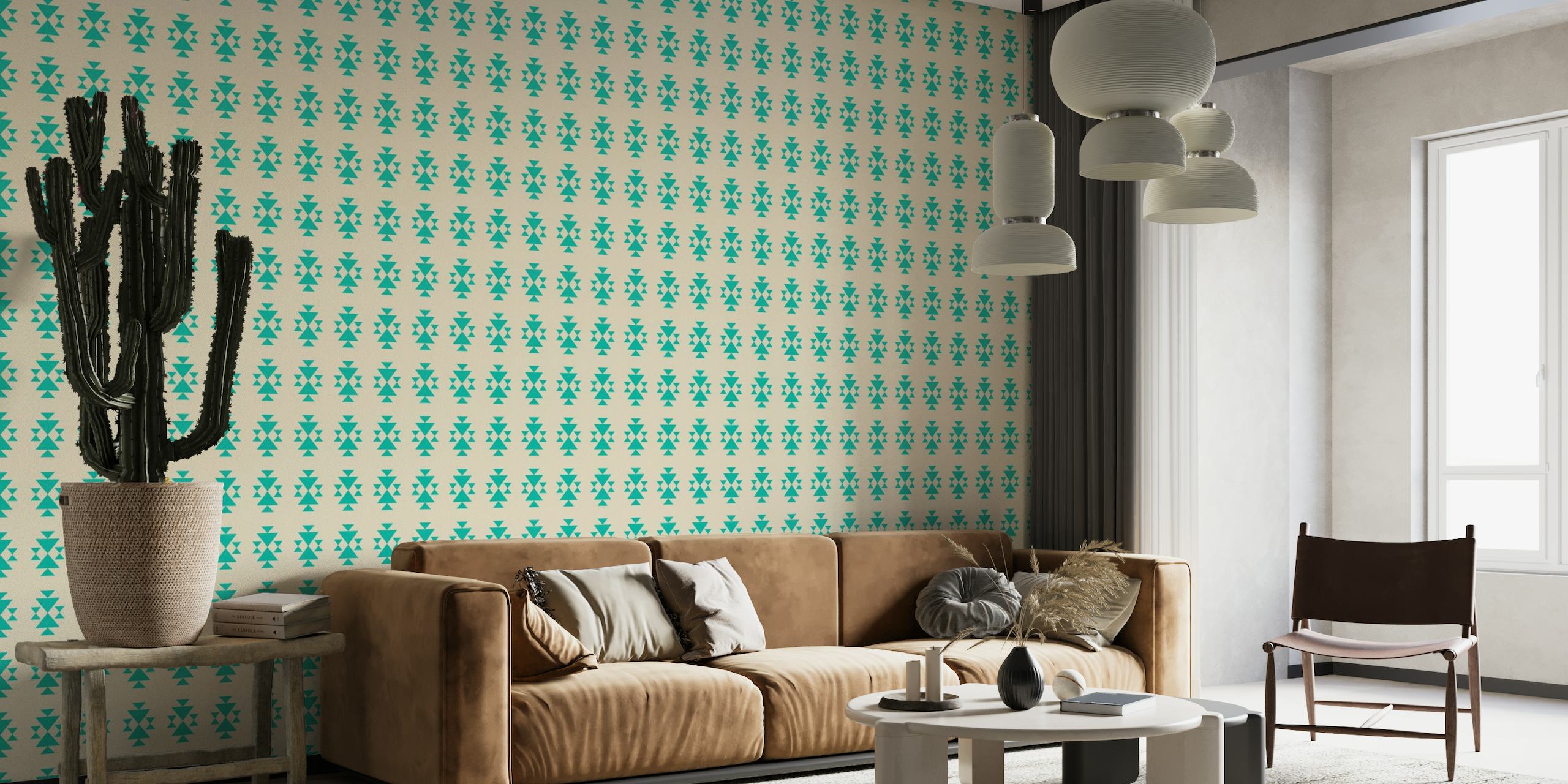 Minty Teal Green Geometric Shapes wallpaper