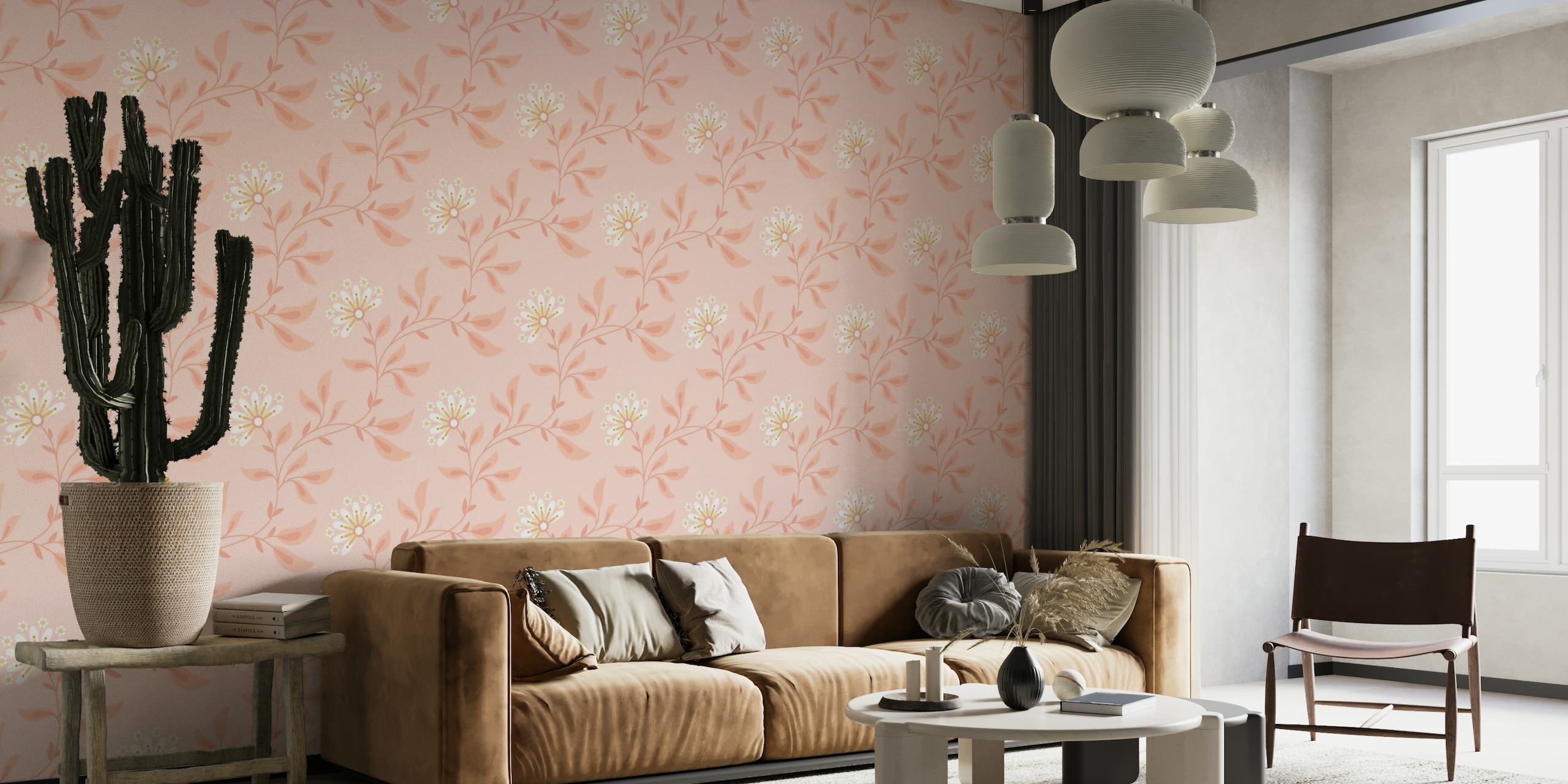 Trailing Floral, pink, L wallpaper