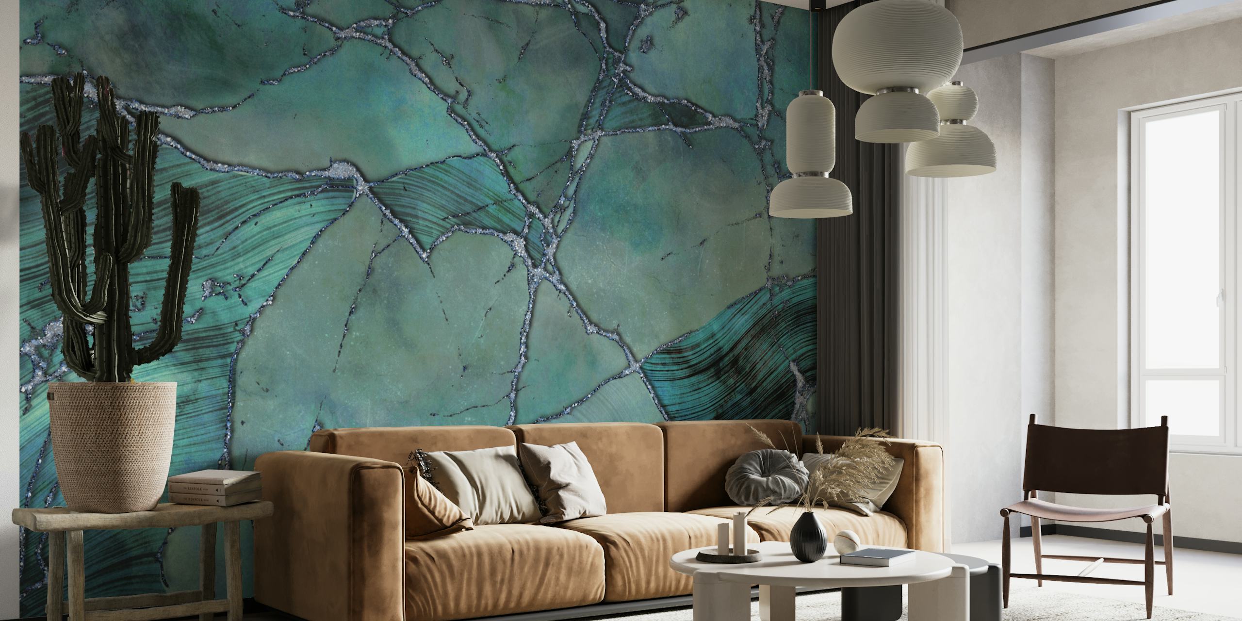 Teal Marble Gemstone Luxury Wall Mural with Rich Hues