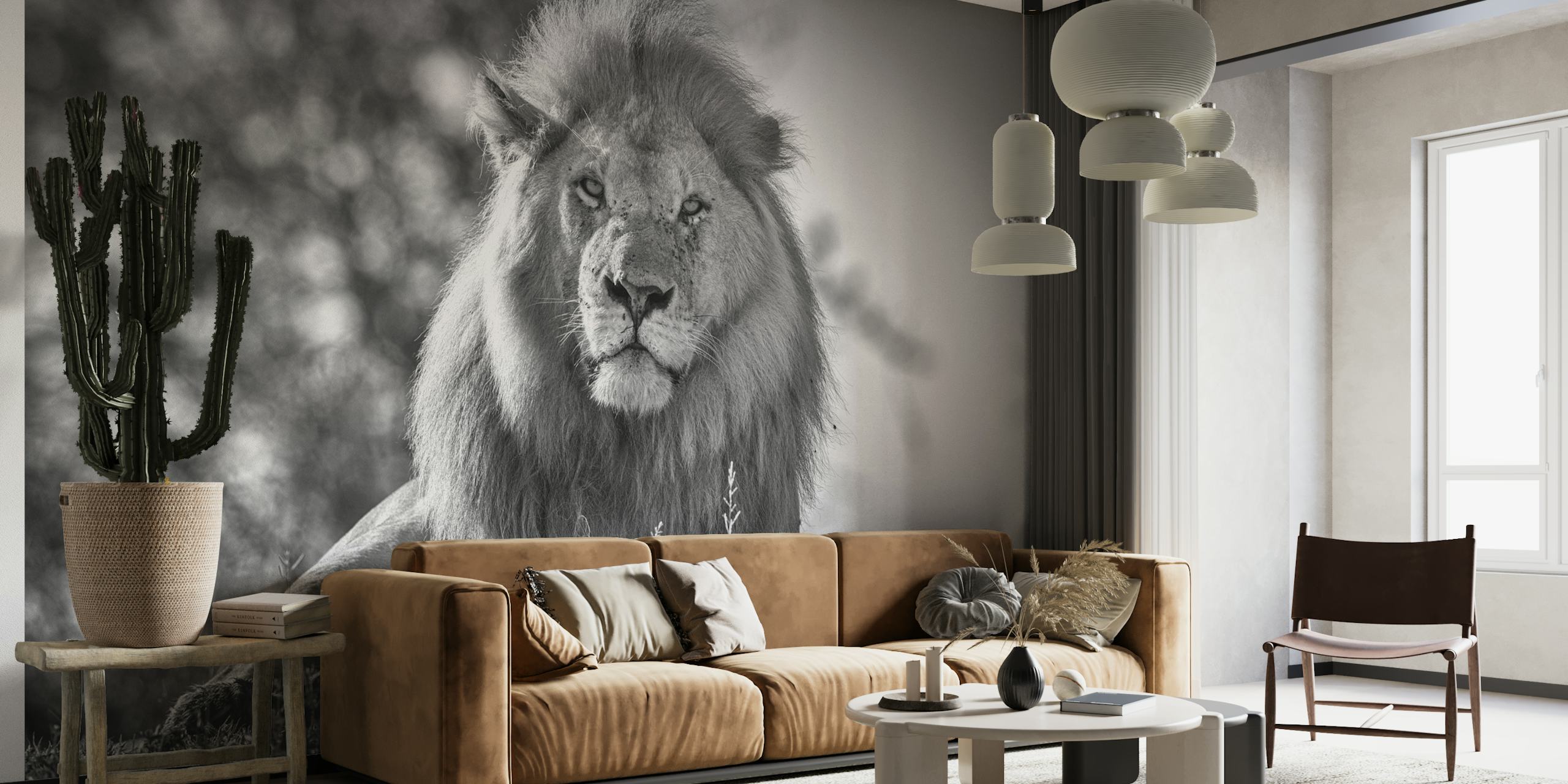 Monochromatic lion king behang