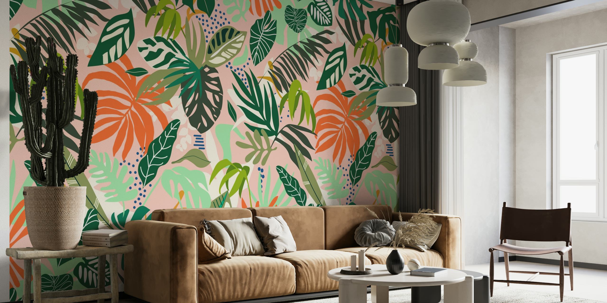 Simple graphic jungle pattern papel de parede