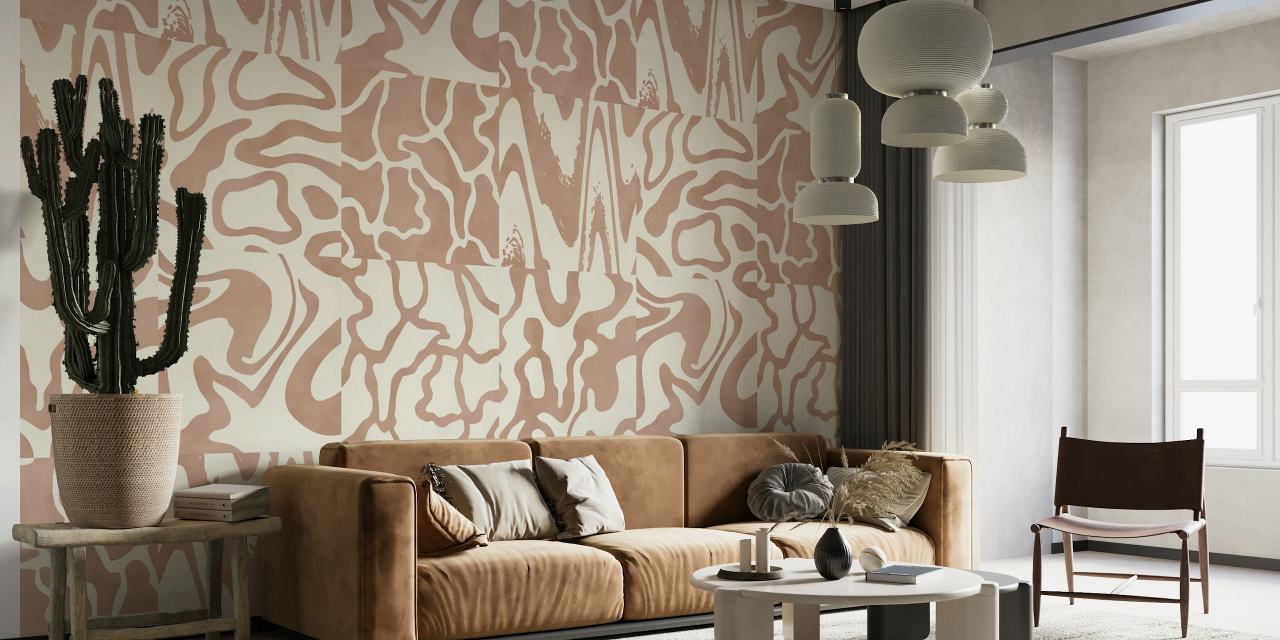 Modern Pink Marble Tiles behang