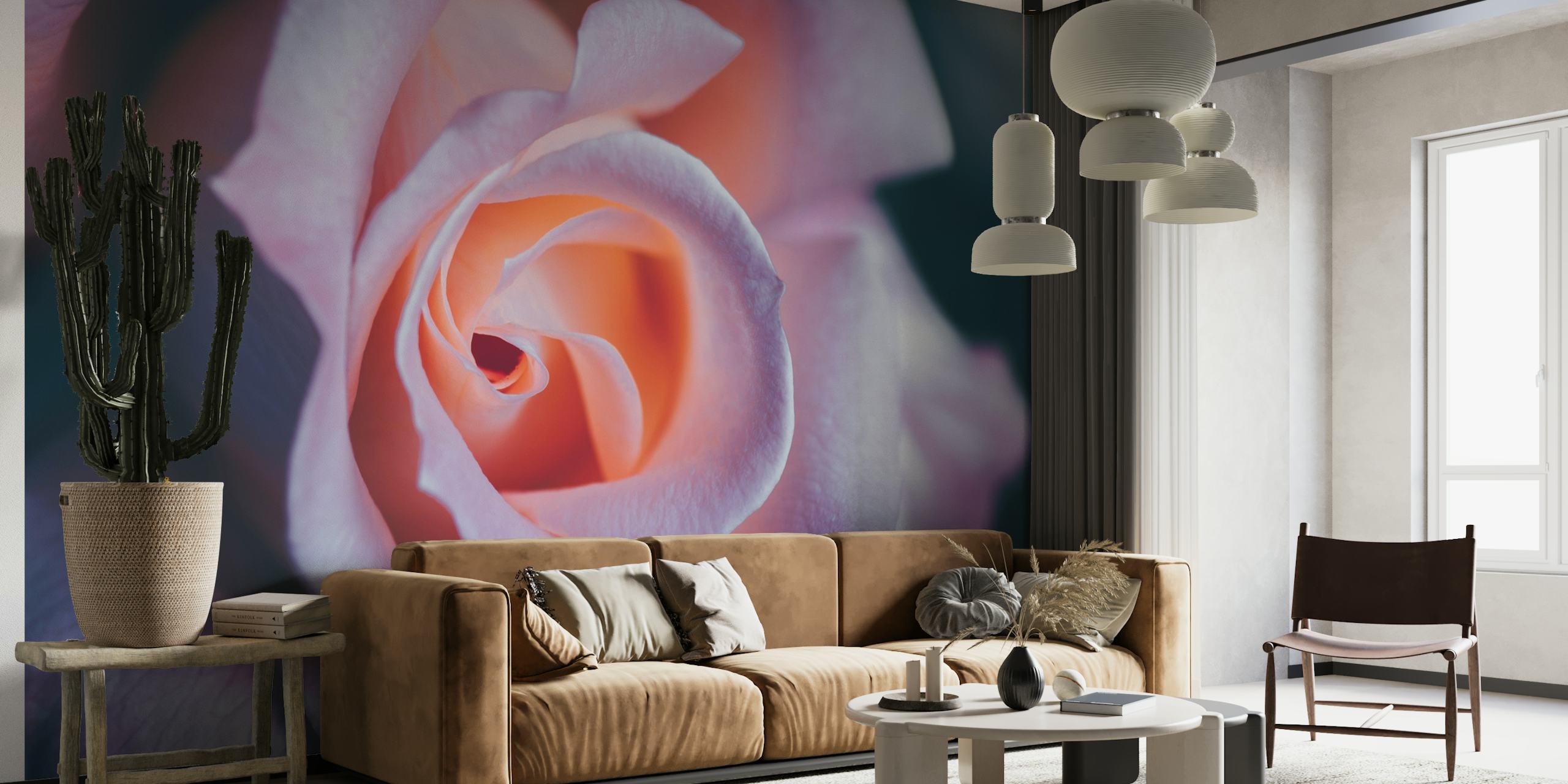 Närbild av en rosa blomma i spiral i tapeten "Magic Flower".